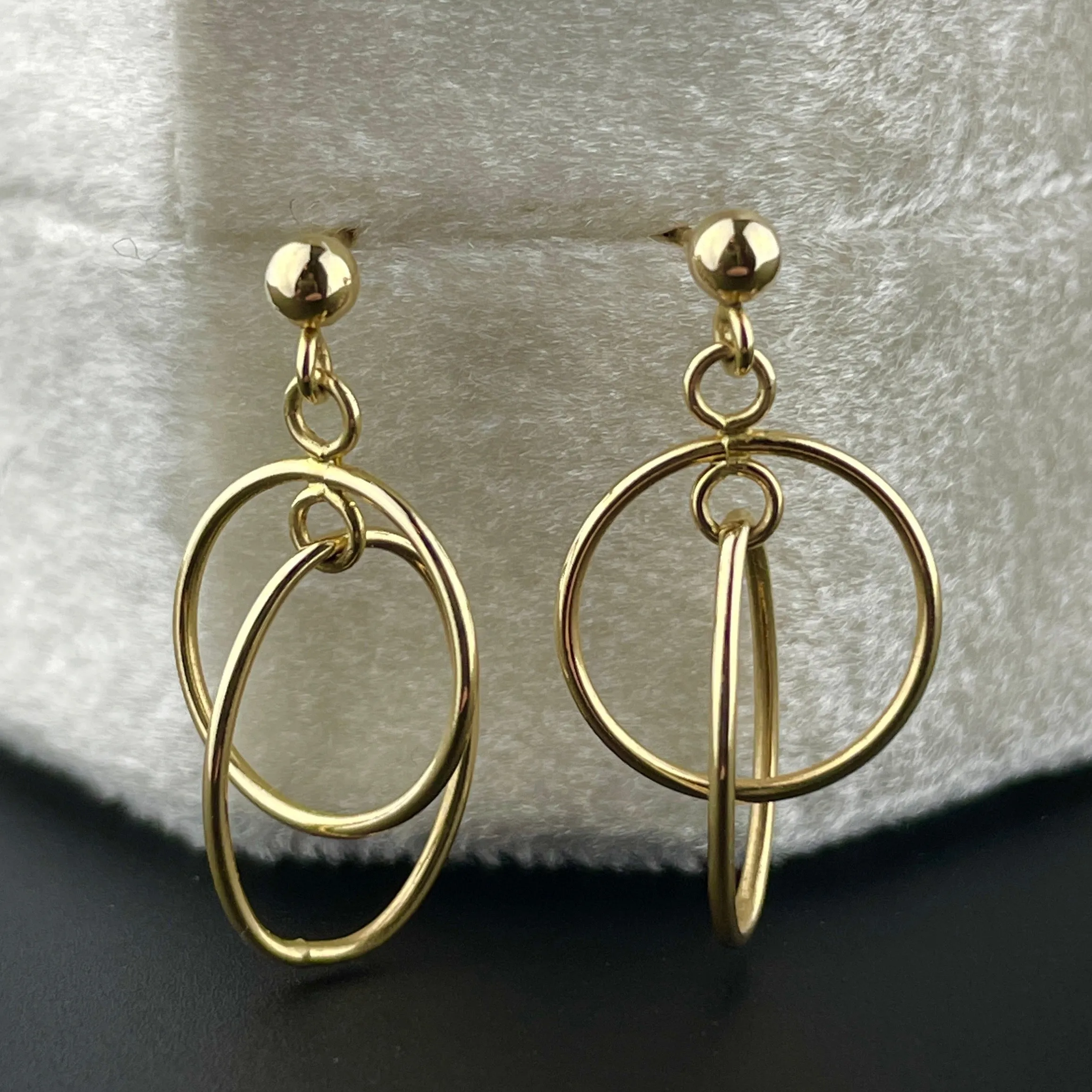 10K Solid Gold Double Hoop Stud Earrings