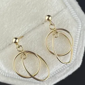 10K Solid Gold Double Hoop Stud Earrings