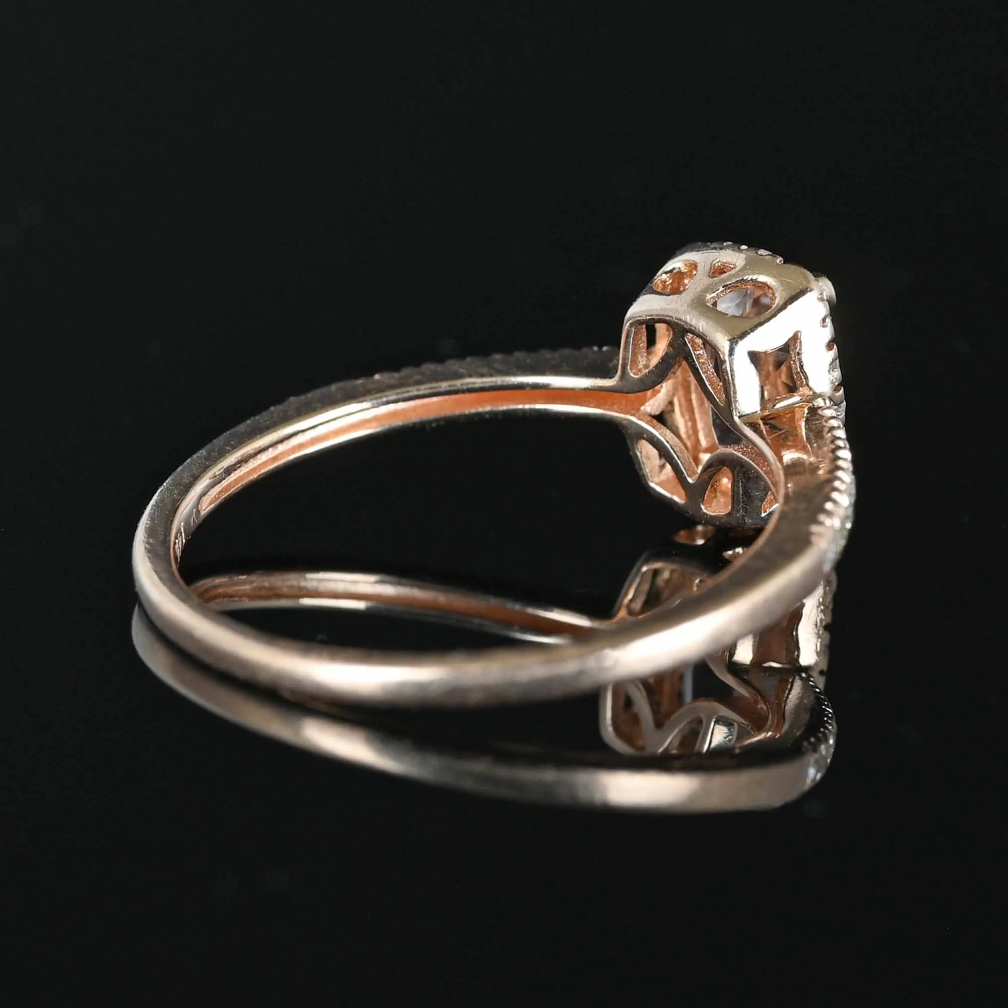 14K Rose Gold Diamond Halo Morganite Ring