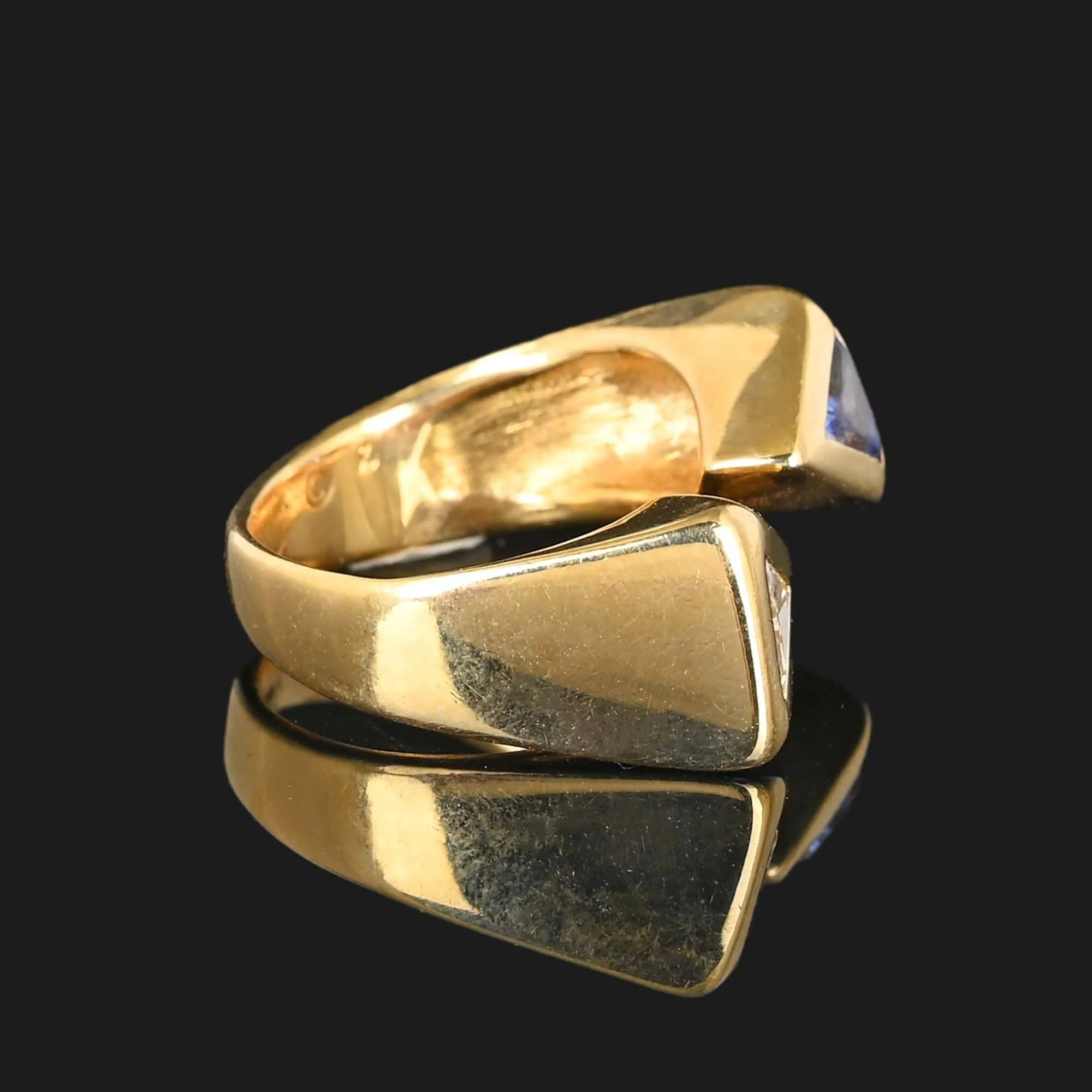 18K Gold Trillion Sapphire and Diamond Ring