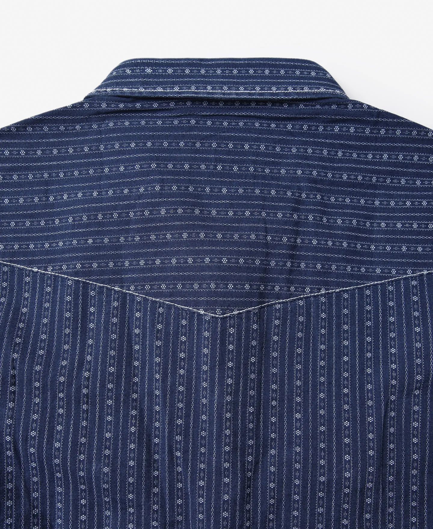 1950s Indigo Discharge-printed Wabash Stripe Western Shirt