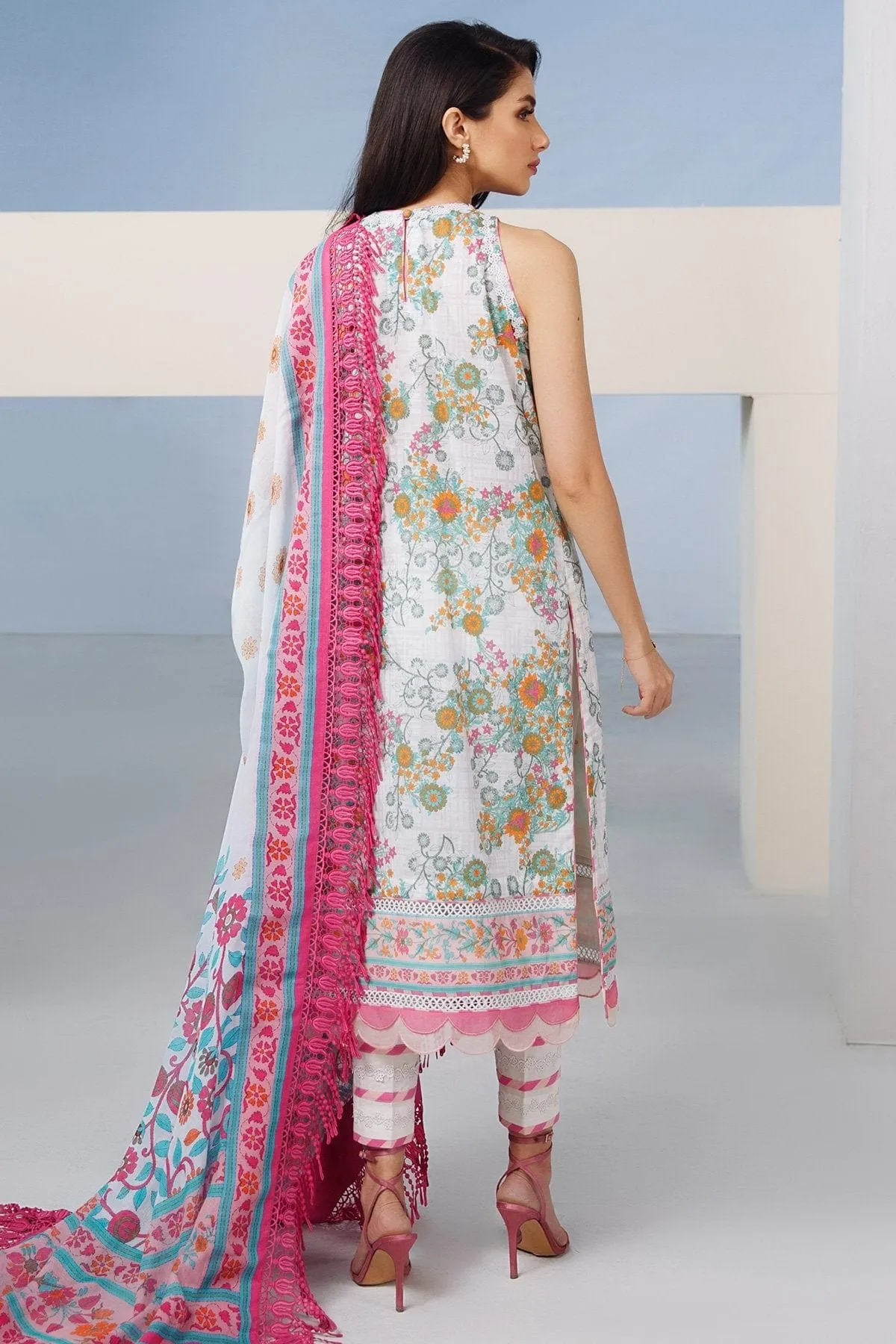 2 Pc Digital Lawn Suit With Digital Cotton Net Dupatta