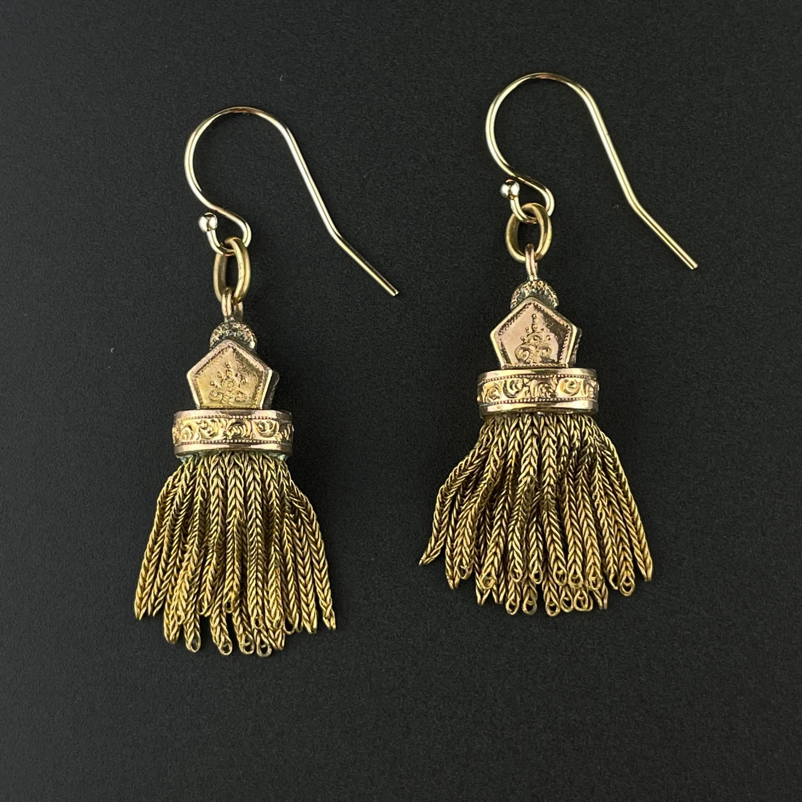 2nd Payment Antique Albertina 14K Gold Watch Chain Tassel Fob Earrings