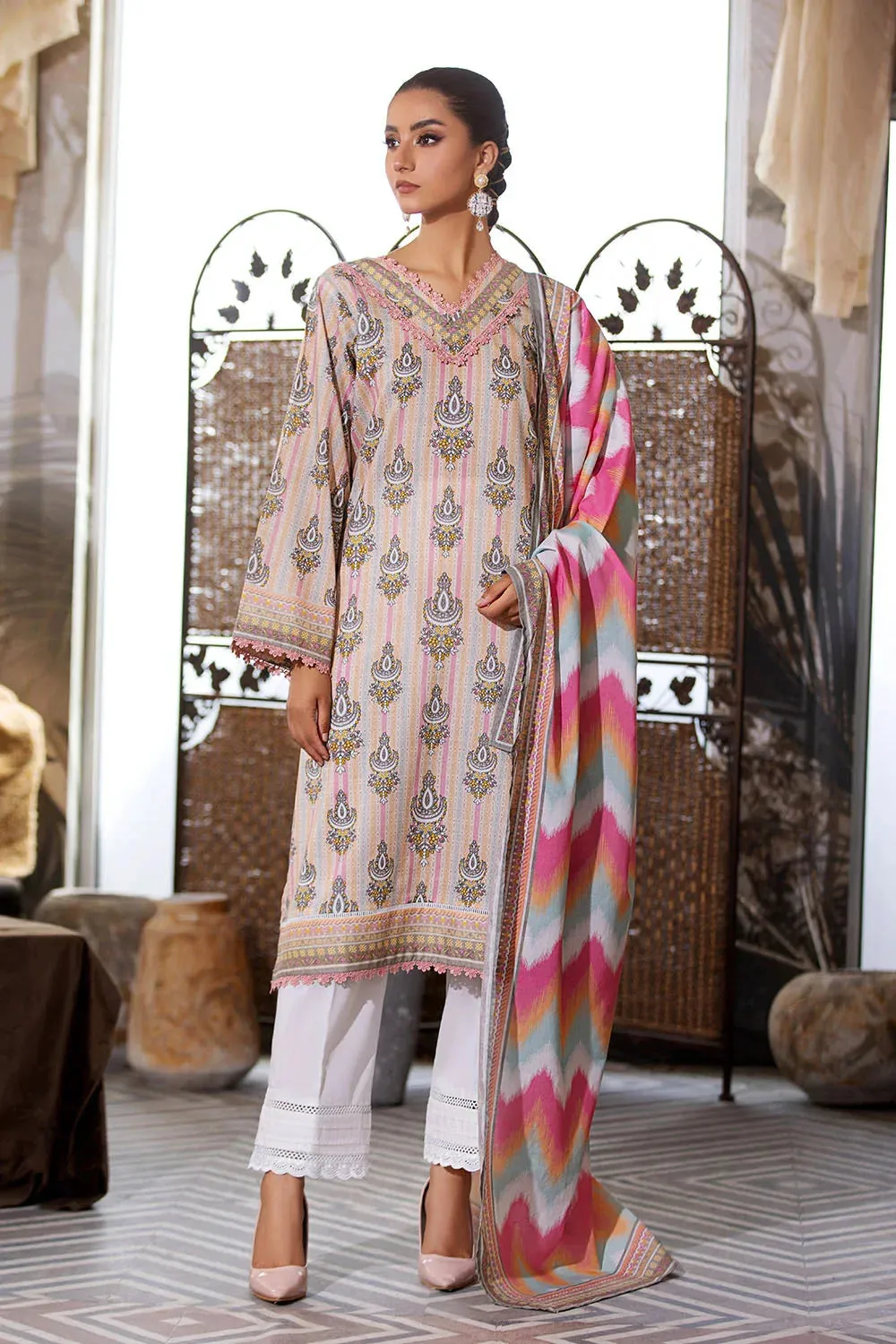 2PC Unstitched Printed Lawn Shirt and Dupatta KSD-2659