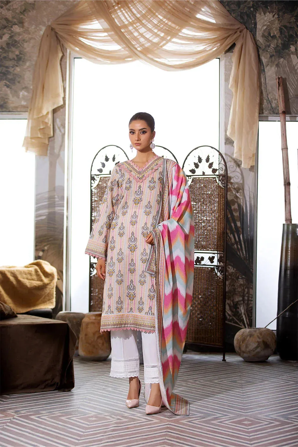 2PC Unstitched Printed Lawn Shirt and Dupatta KSD-2659