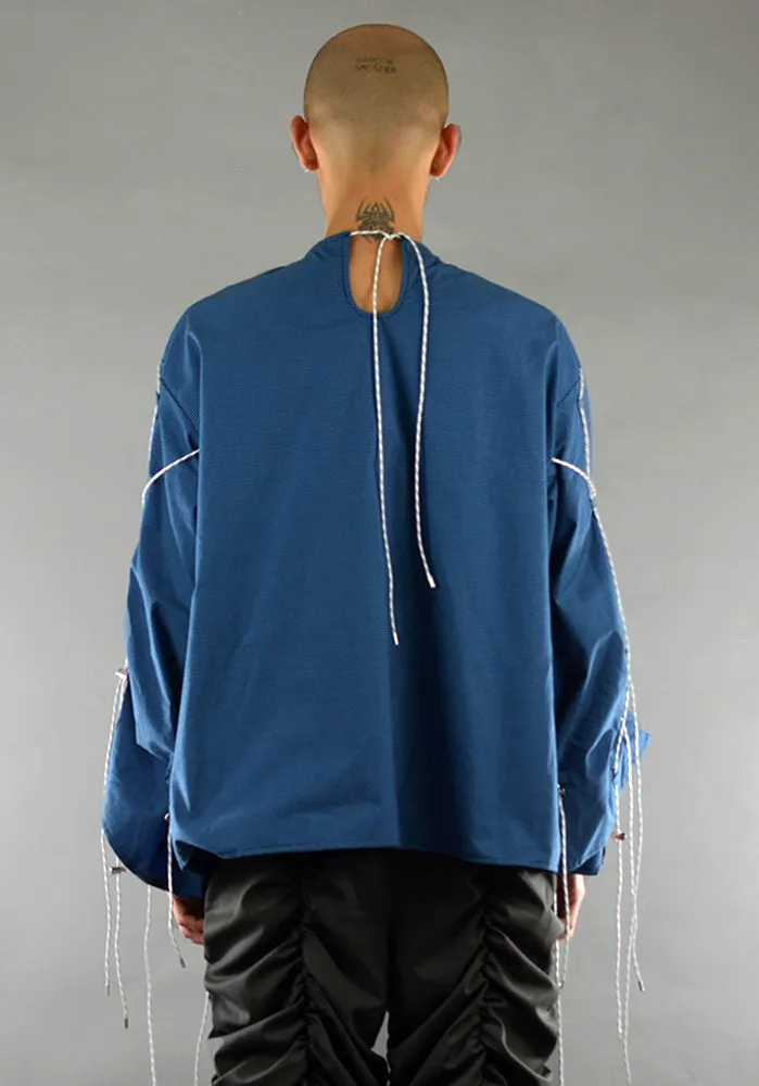 AFTER HOMEWORK UNISEX SIA LONG SLEEVE TOP W/CORD ON THE SLEEVES BLUE