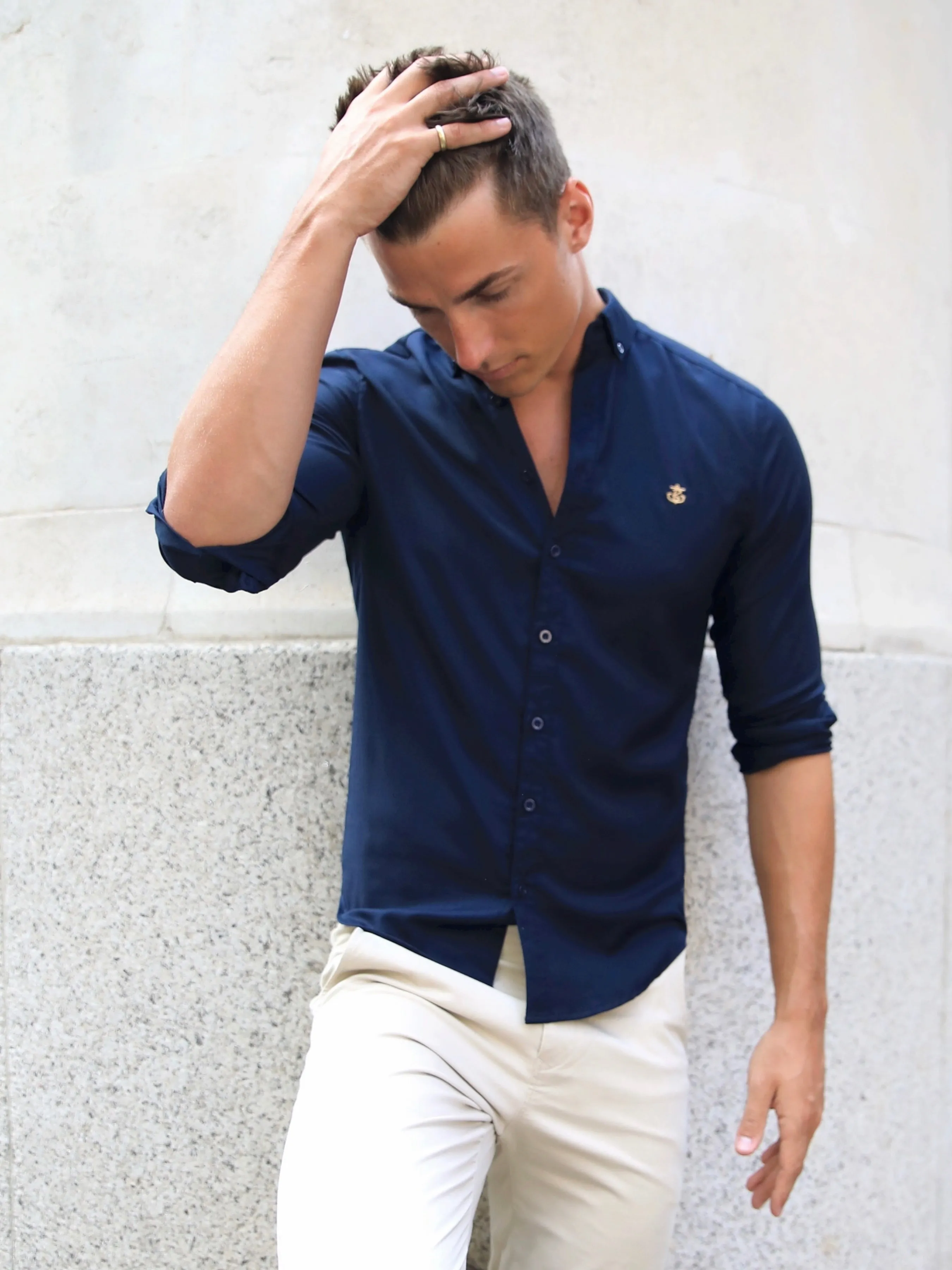 Albany Long Sleeve Shirt - Navy