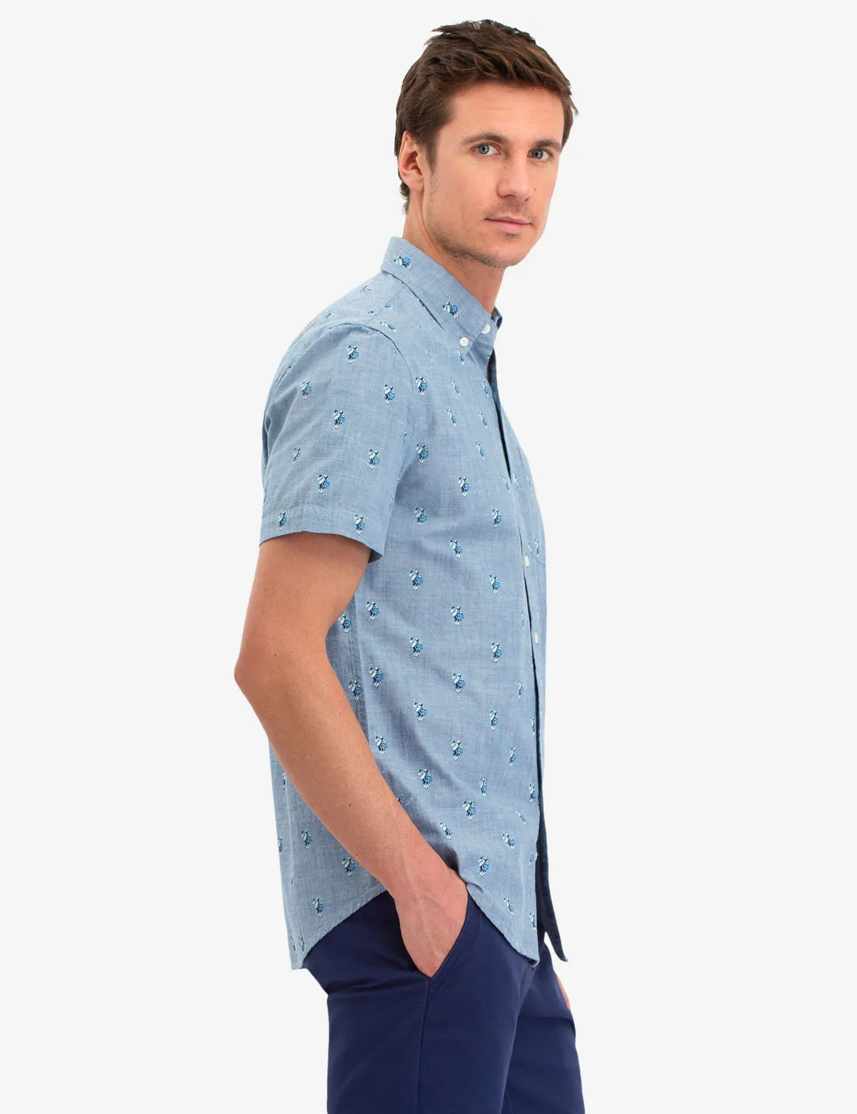 ALL OVER LOGO PRINT SHORT SLEEVE SHIRT