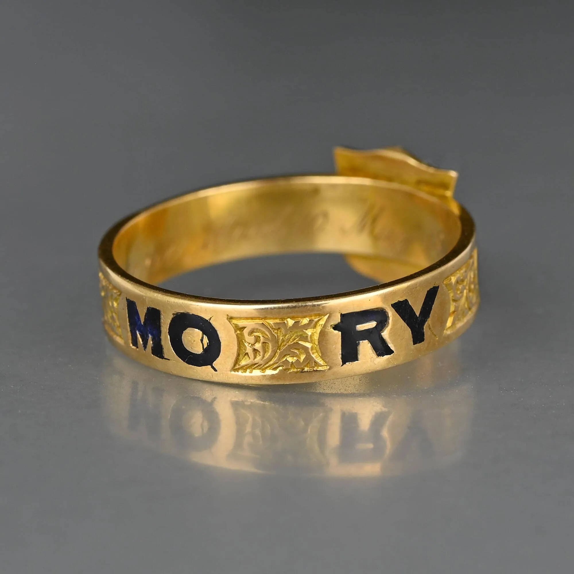 Antique Victorian Enamel In Memory Of Mourning Ring Band