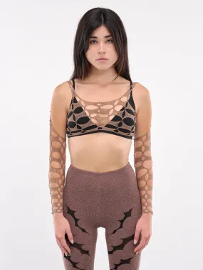 Argyle Long Sleeve Crop Top (SF02C-CHESTNUT)