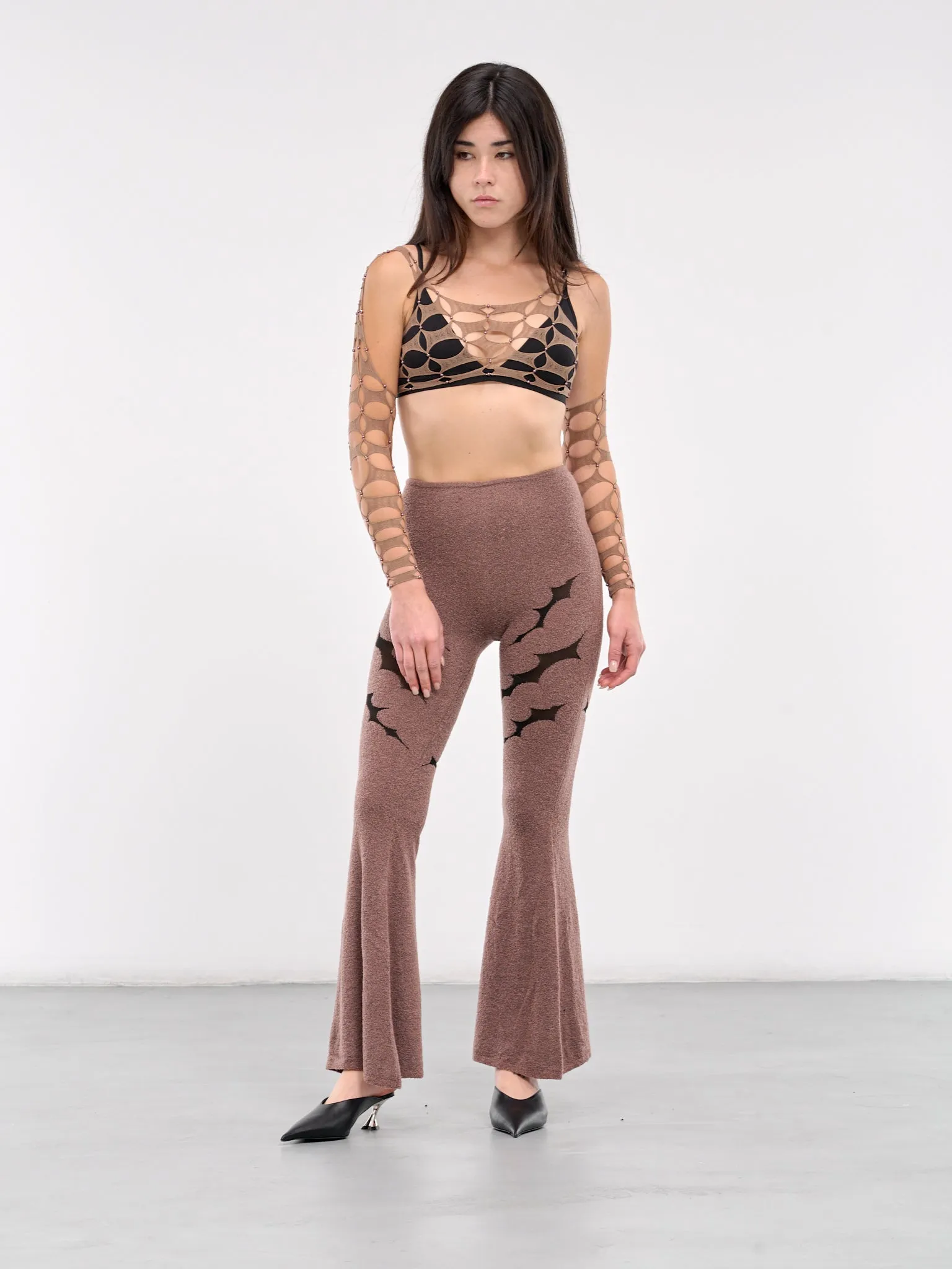 Argyle Long Sleeve Crop Top (SF02C-CHESTNUT)