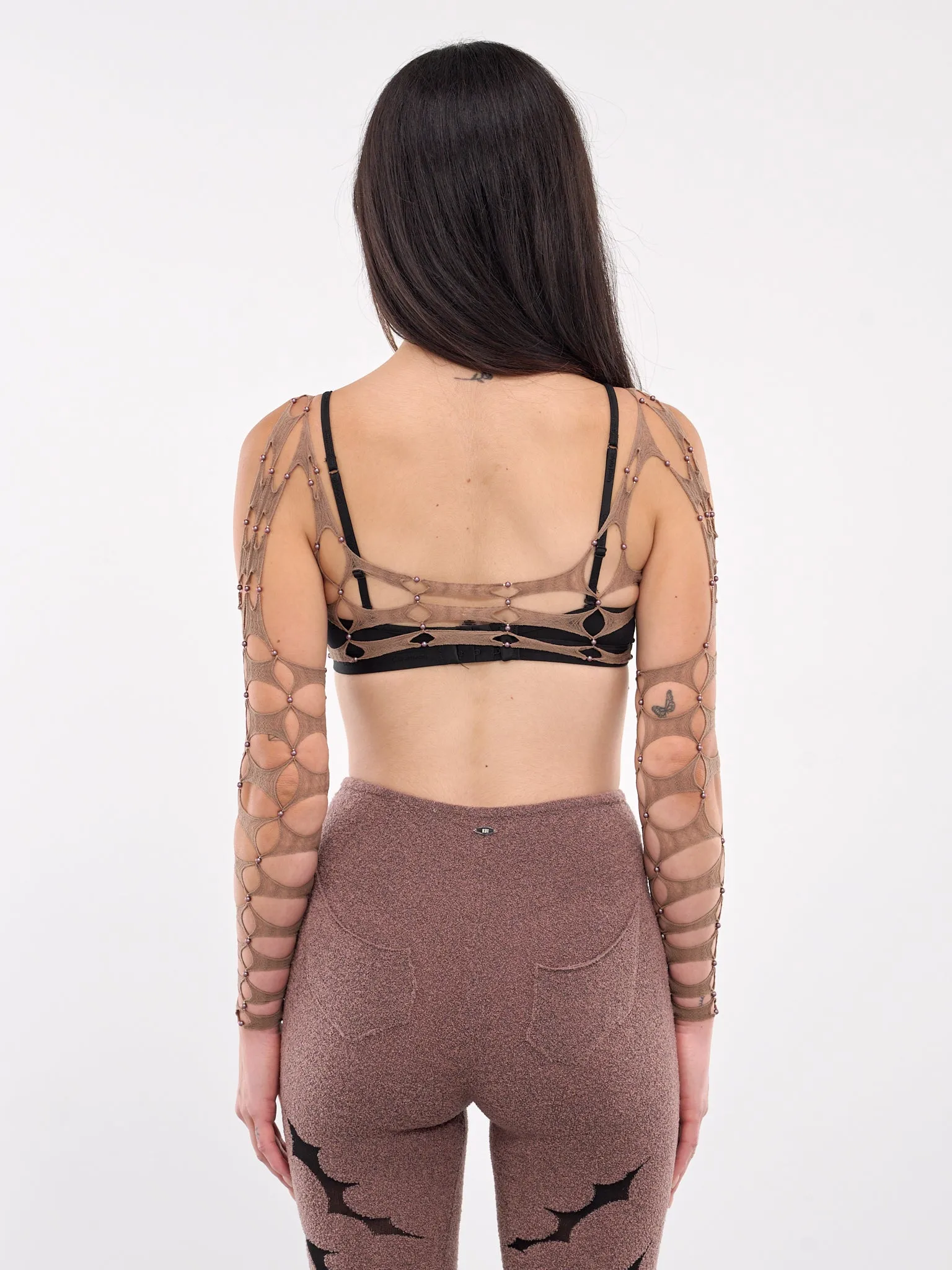 Argyle Long Sleeve Crop Top (SF02C-CHESTNUT)