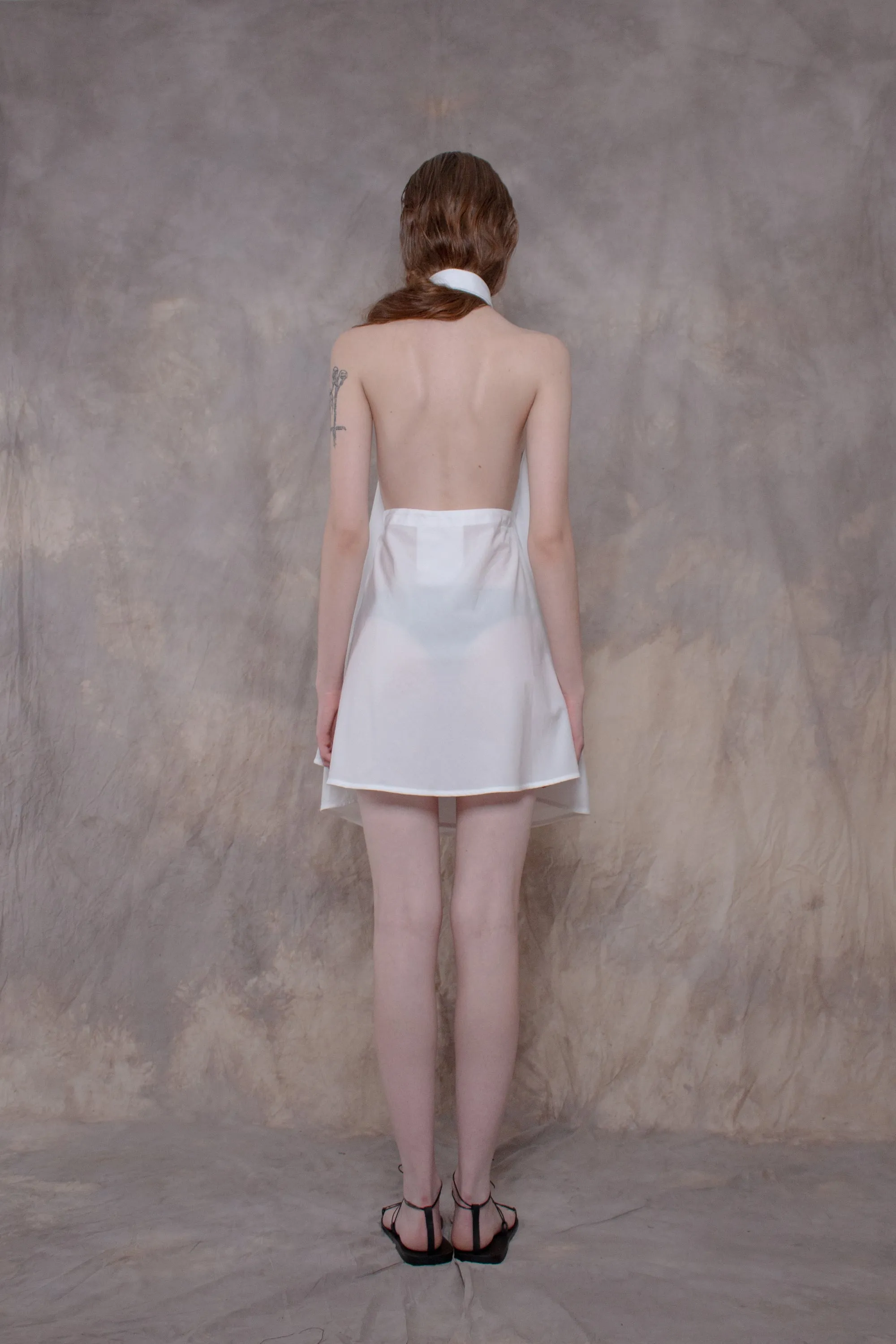 Backless White Cotton Shirt