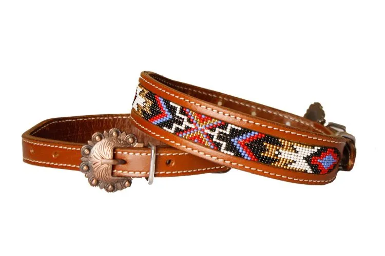 Beaded Inlay Dog Collar ~ Red