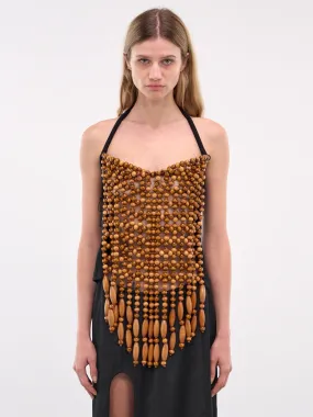 Beaded Sleeveless Top (TO09CB0A-CAMEL-BLACK)