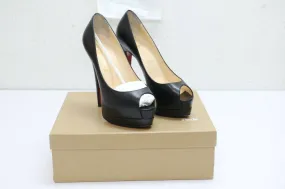 CHRISTIAN LOUBOUTIN Kid Leather Palais Royal 140 Pumps 39.5EU sz: 9US - Black