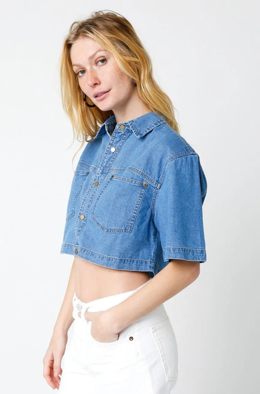 DENIM CROPPED SHIRT