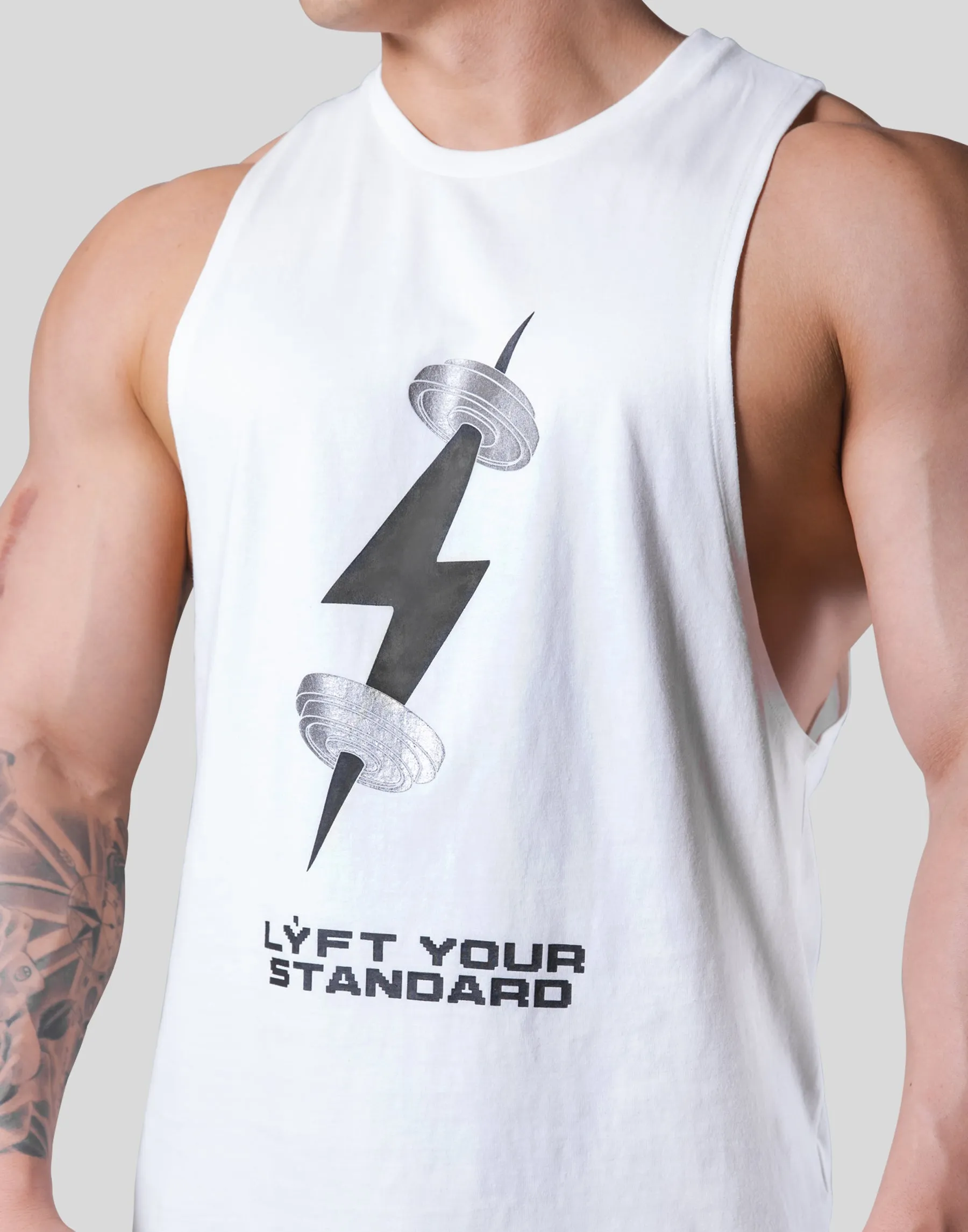 Digital Dumbbell Drop Tanktop - White