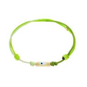 Enameled Hamsa Slim Tube on a Green Ombre Cord Bracelet