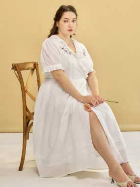 【Final Sale】Plus Size Daniella Vintage Embroidered V-Neck Dress