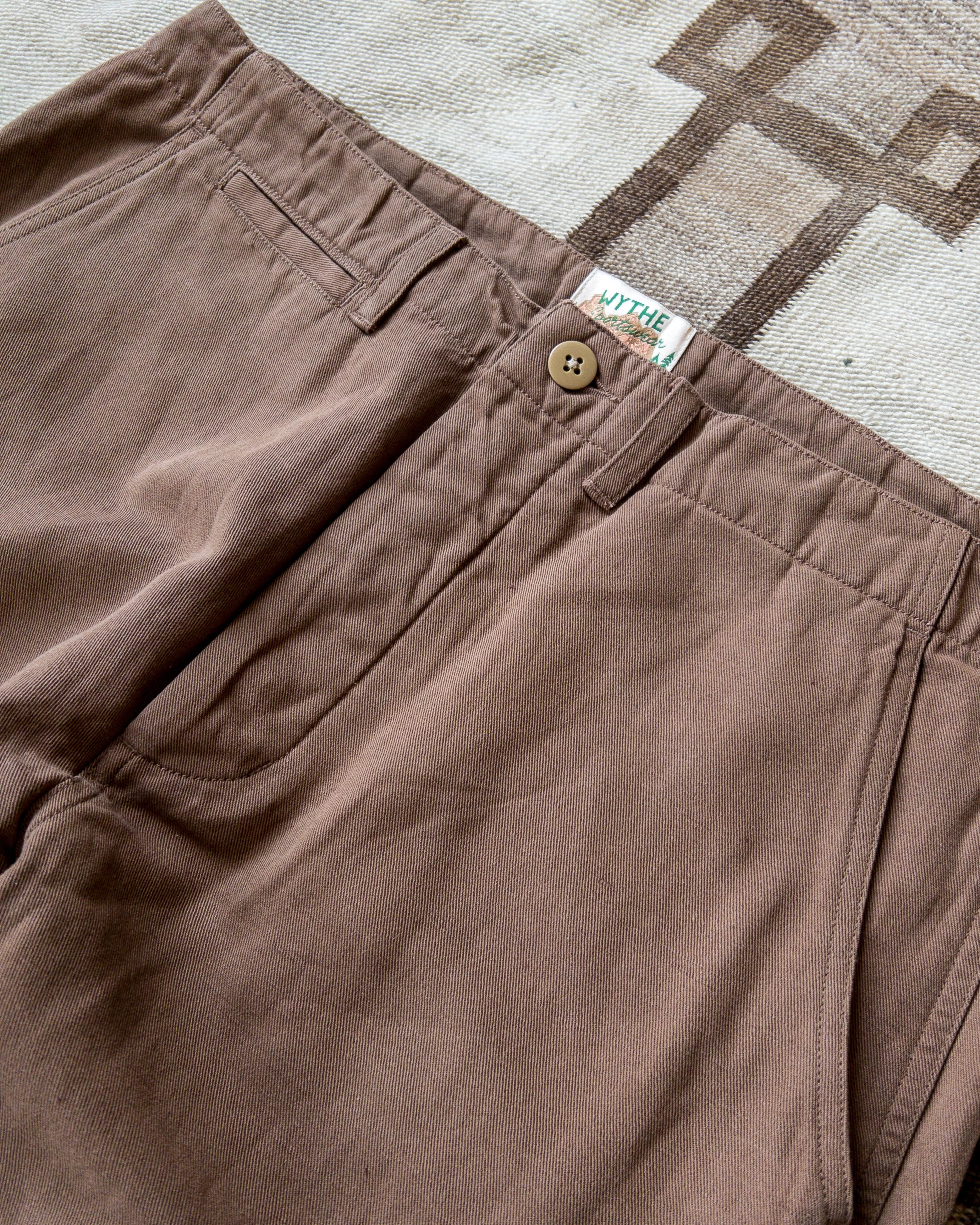 Flat Front Cotton Linen Twill Chino - Churro Brown