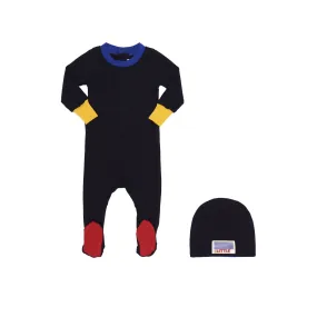 footie colorblock with hat - navy/blue