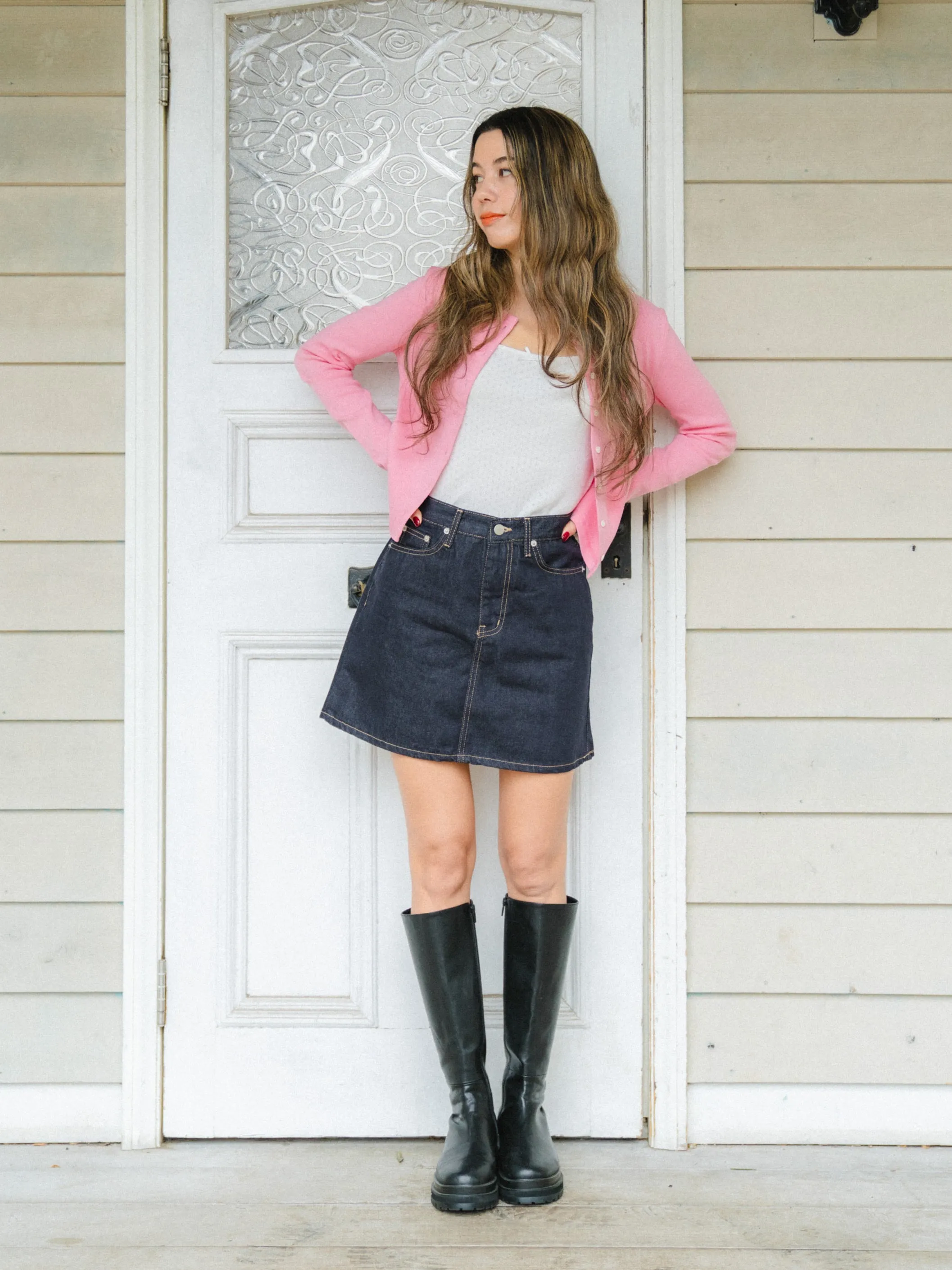 French Girly Denim Mini Skirt