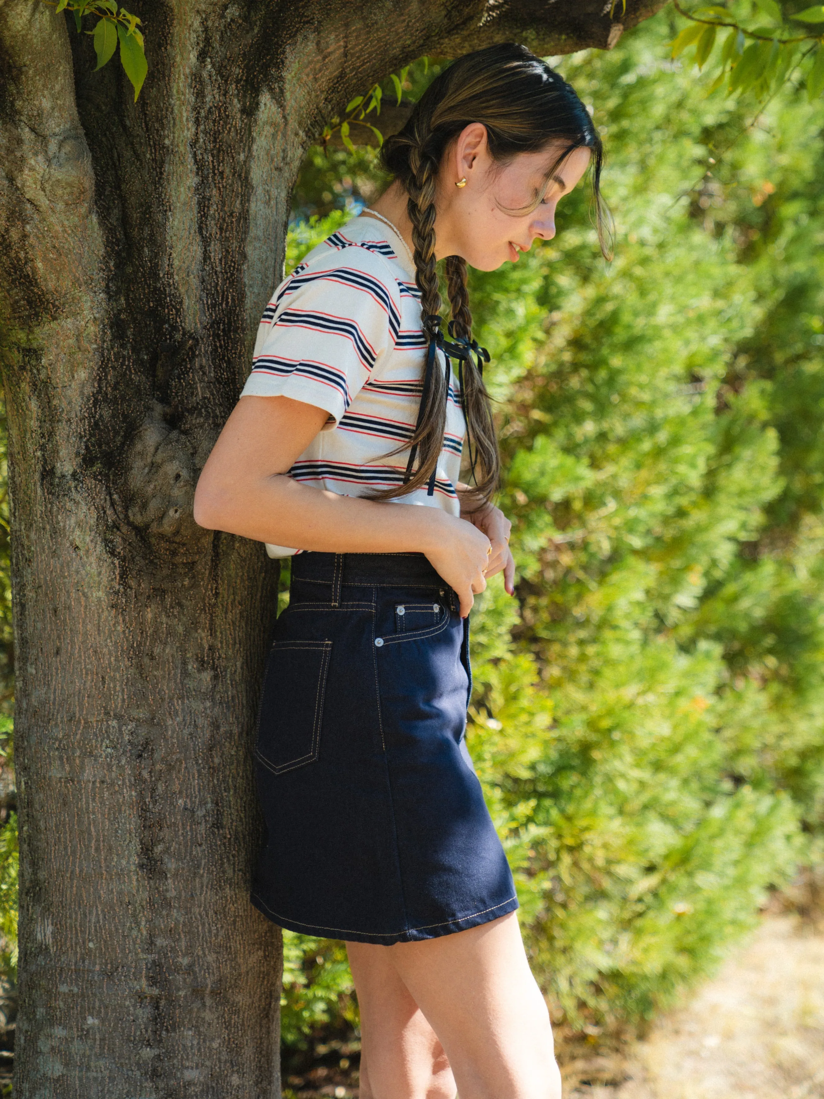 French Girly Denim Mini Skirt