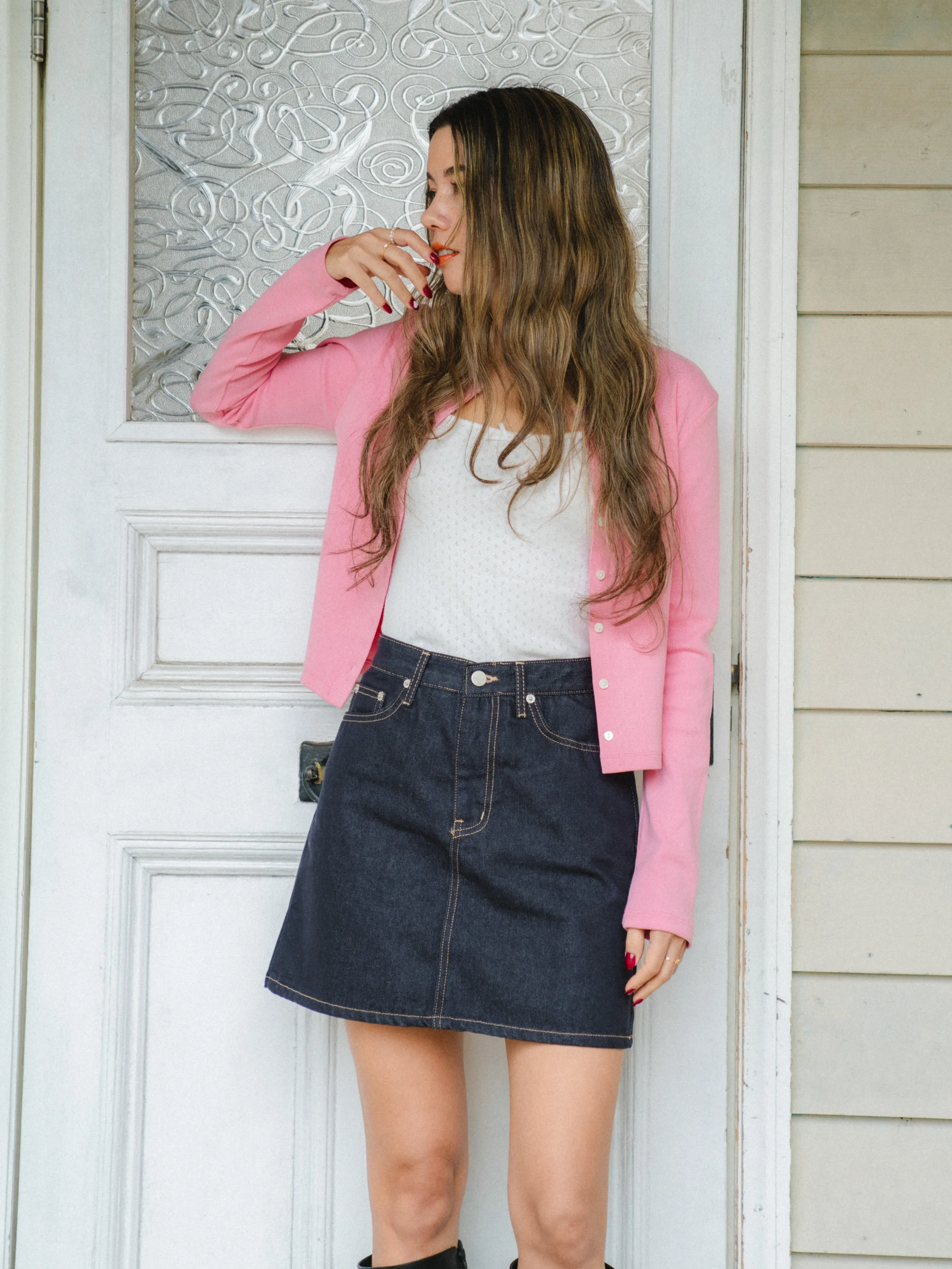 French Girly Denim Mini Skirt