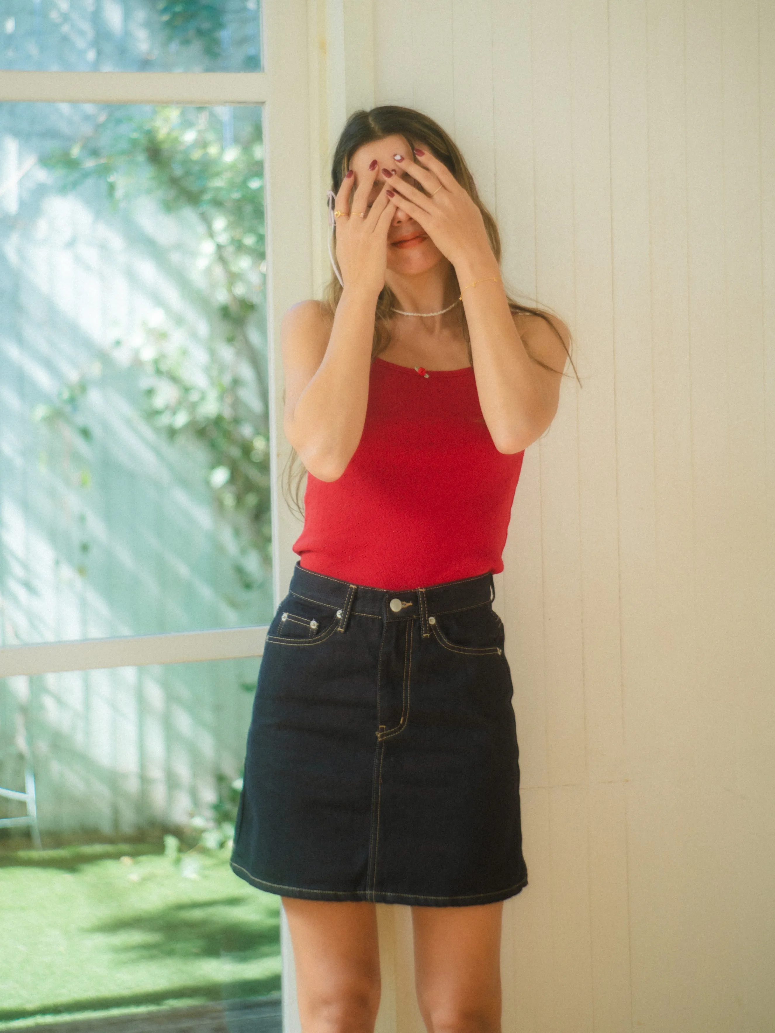 French Girly Denim Mini Skirt