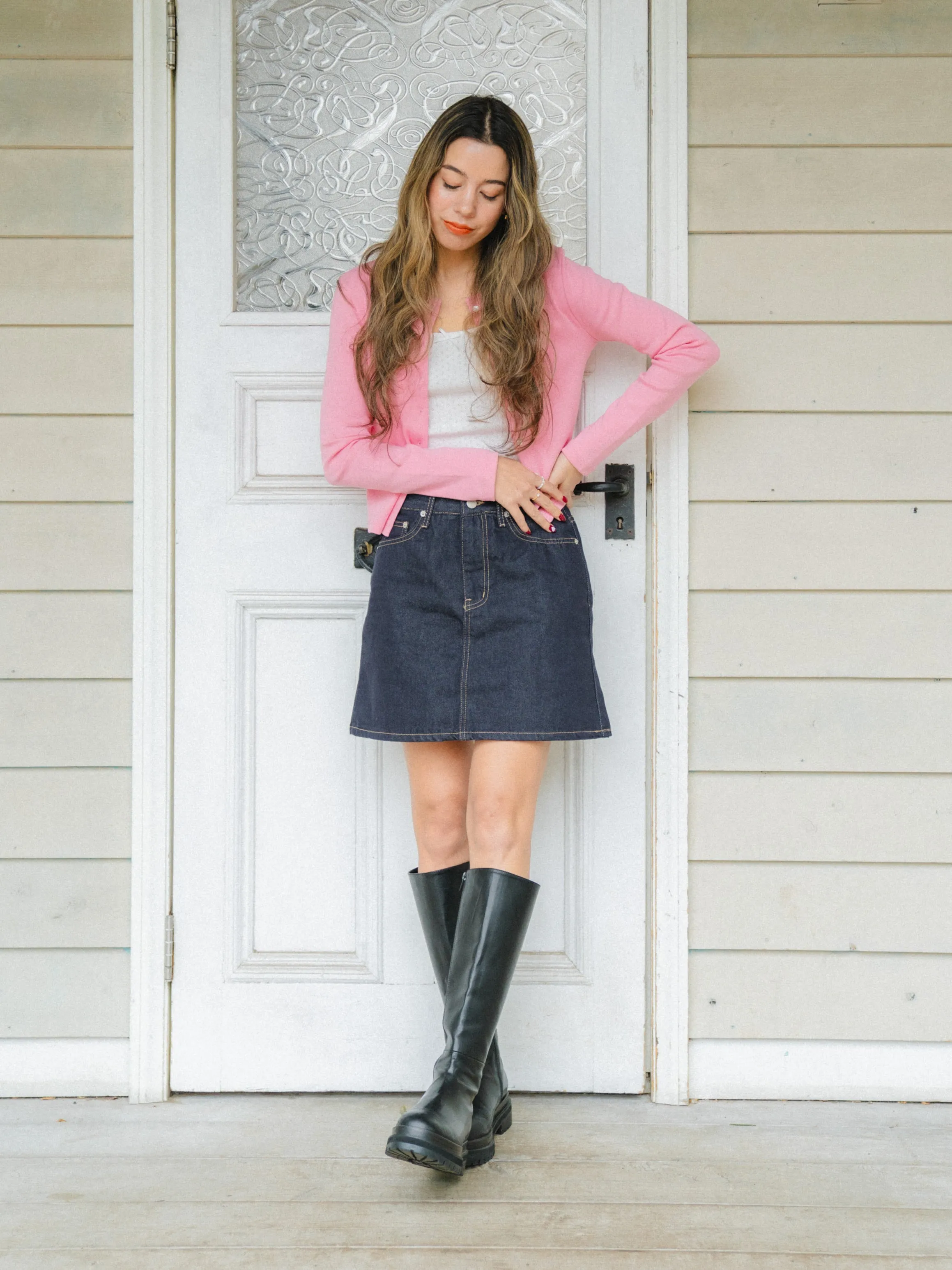 French Girly Denim Mini Skirt