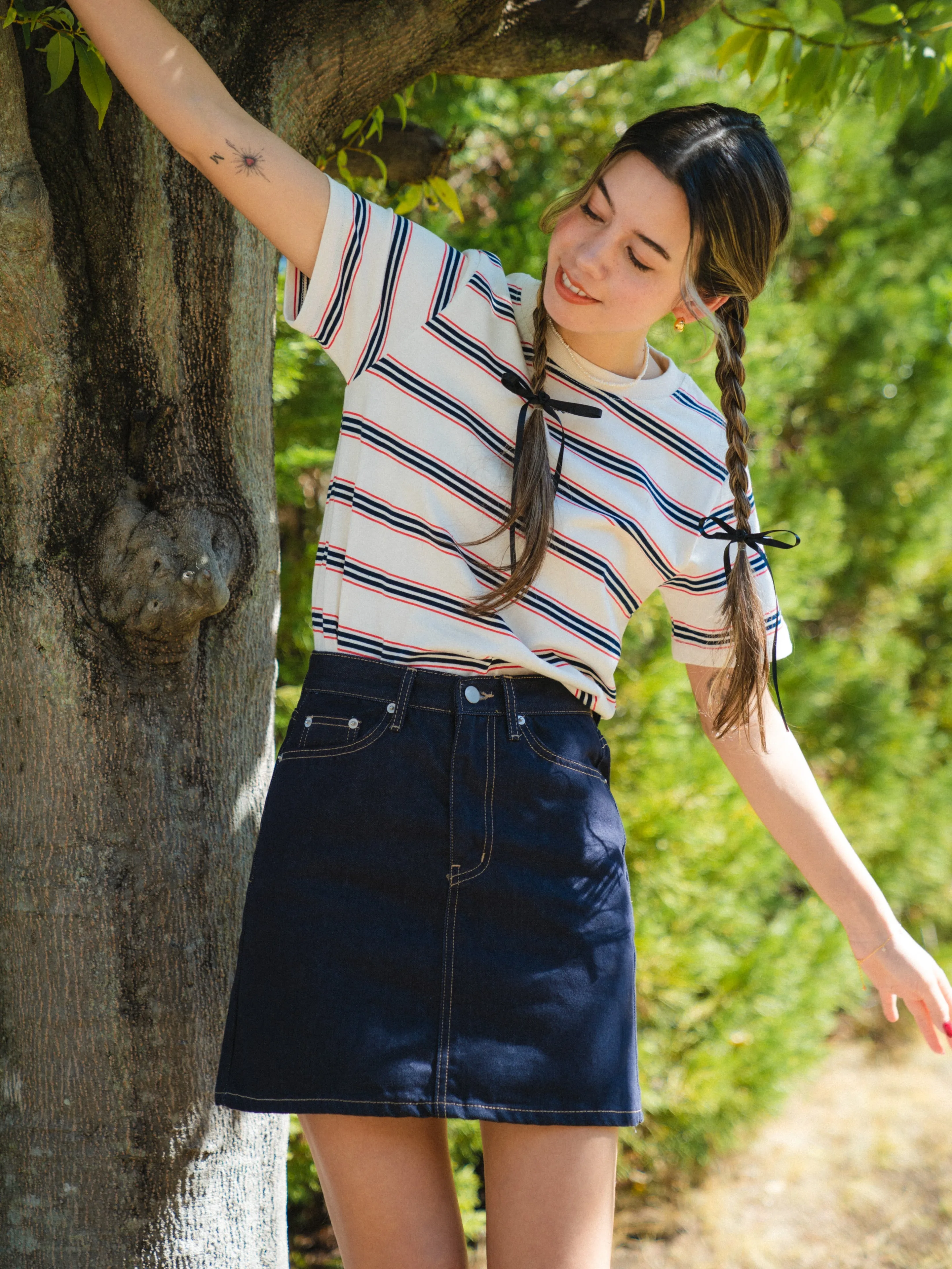 French Girly Denim Mini Skirt