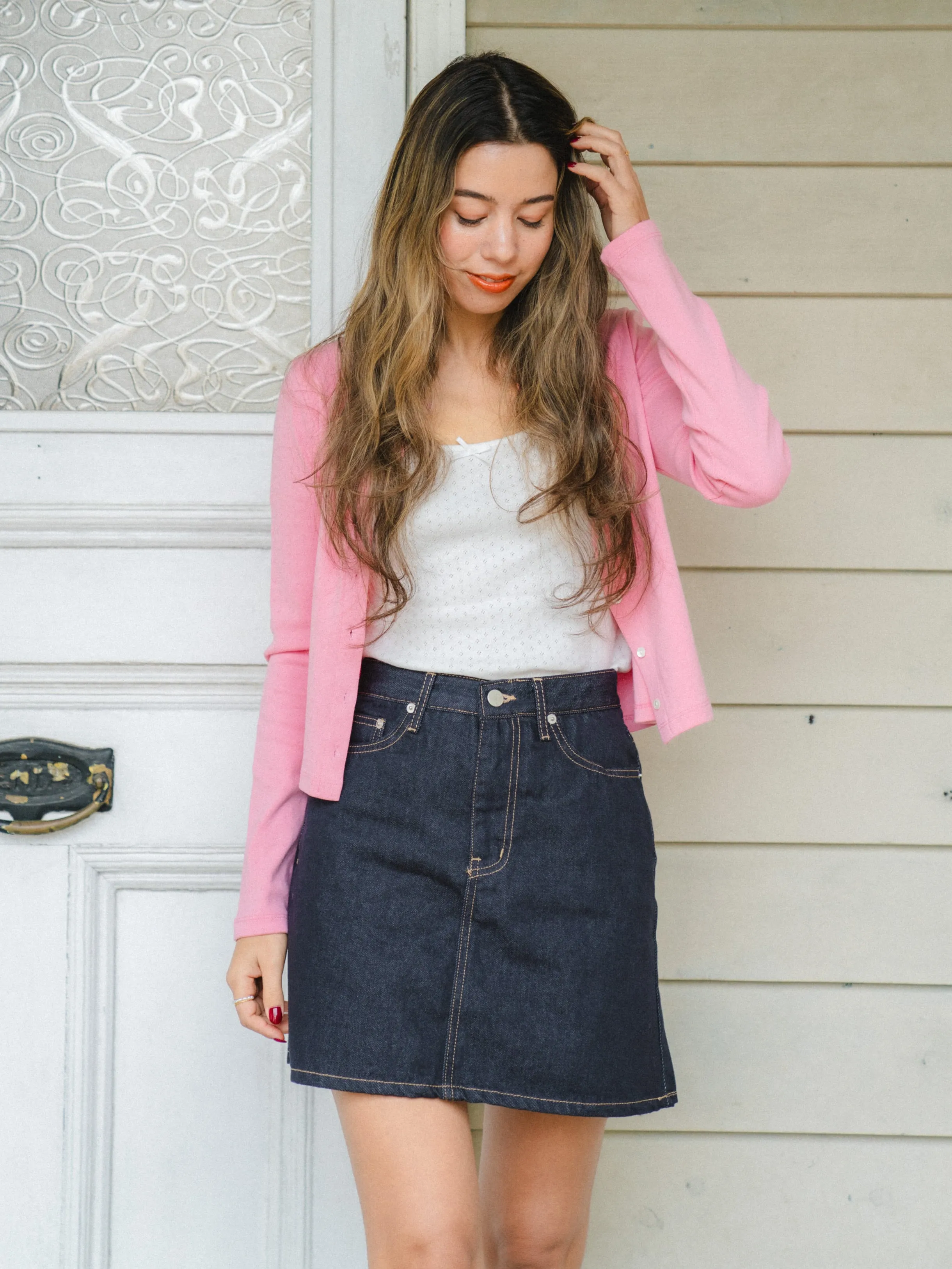 French Girly Denim Mini Skirt