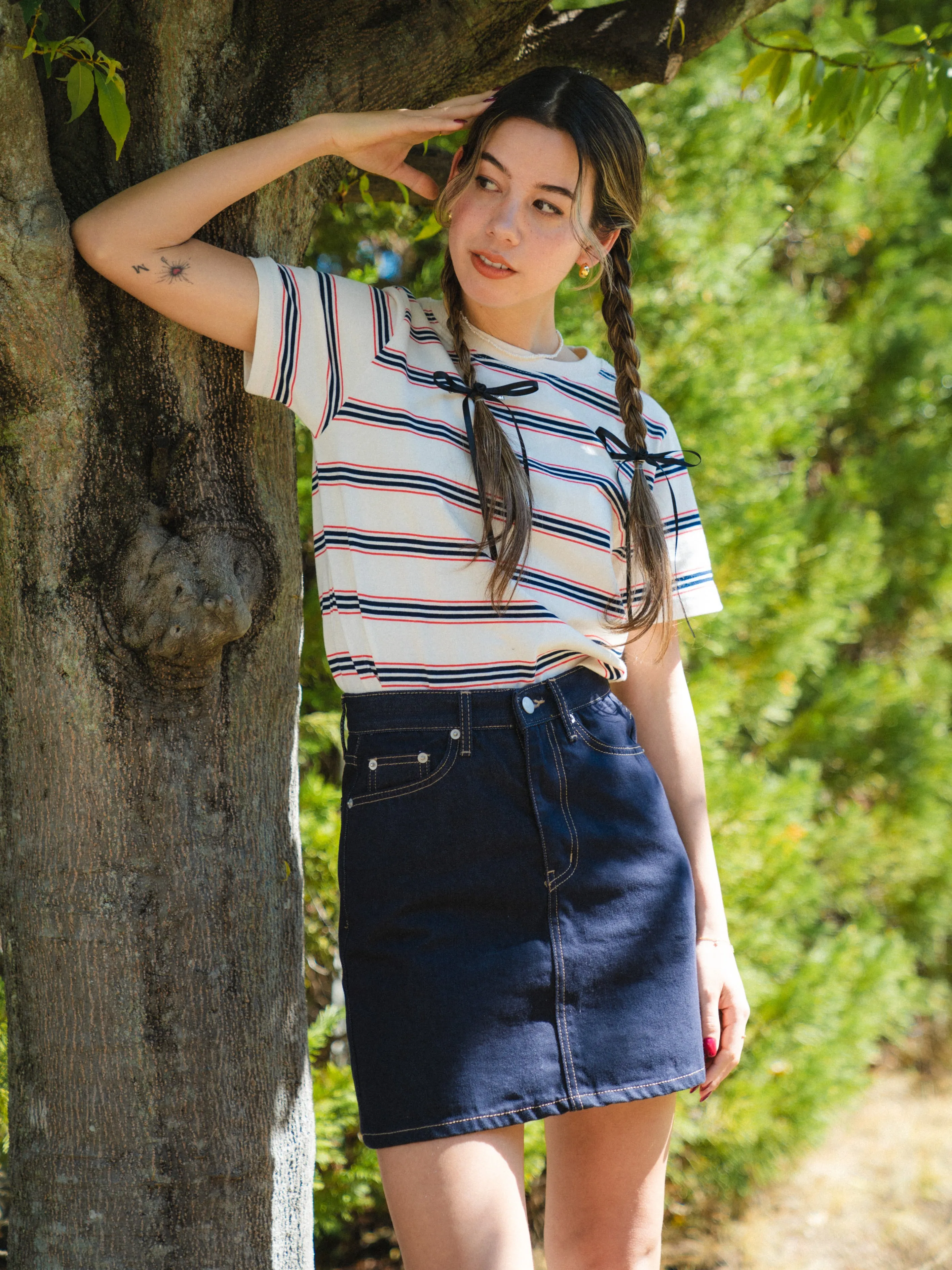 French Girly Denim Mini Skirt