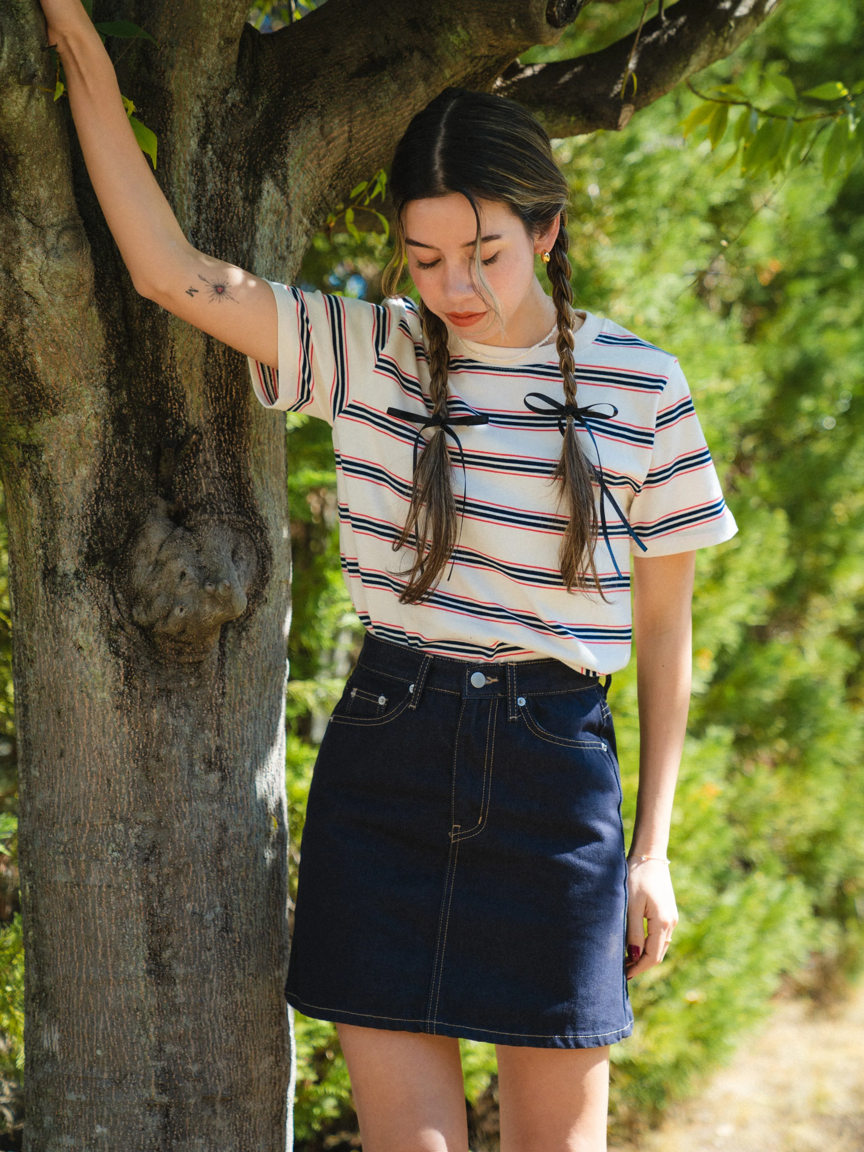 French Girly Denim Mini Skirt