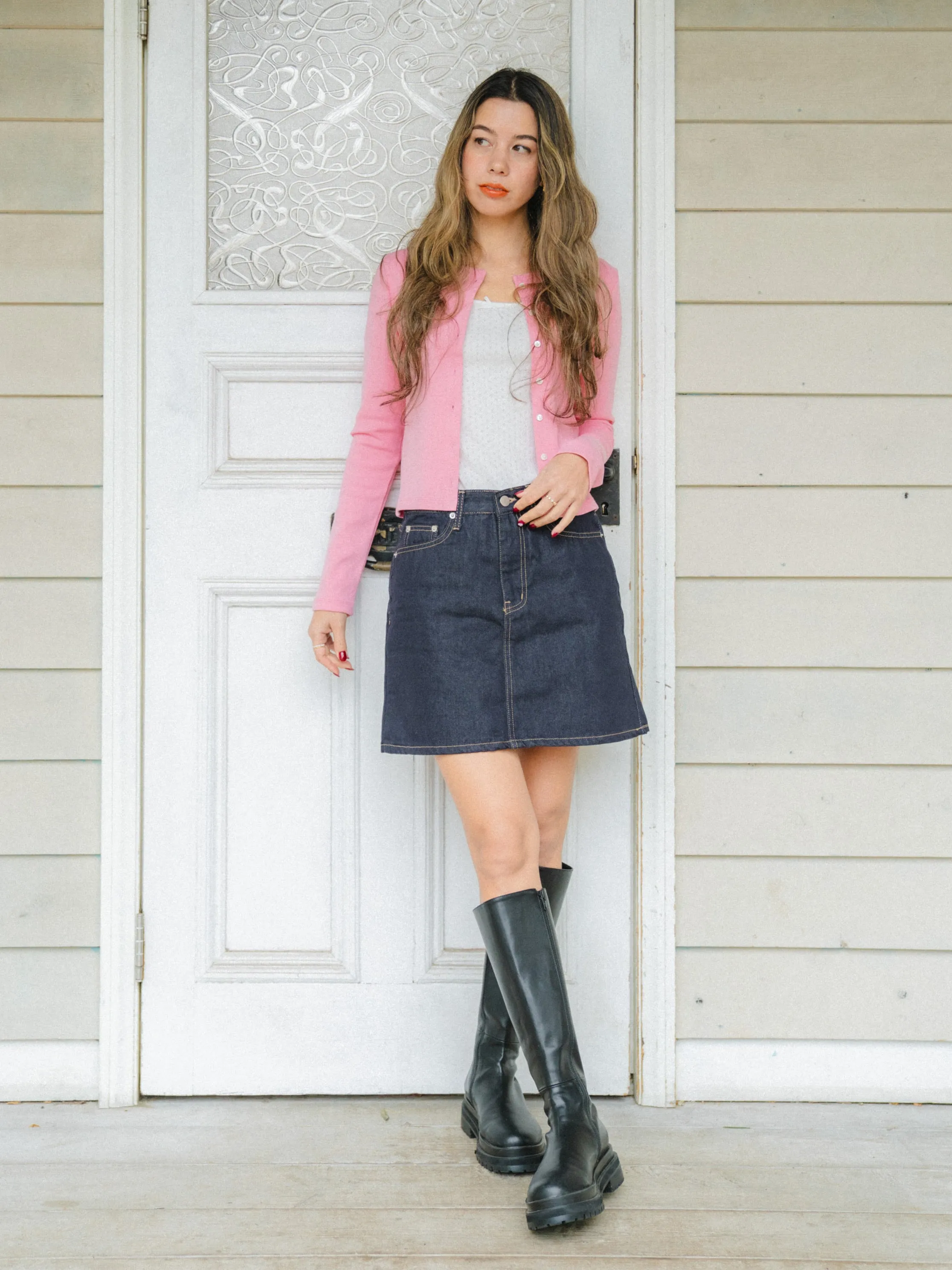 French Girly Denim Mini Skirt