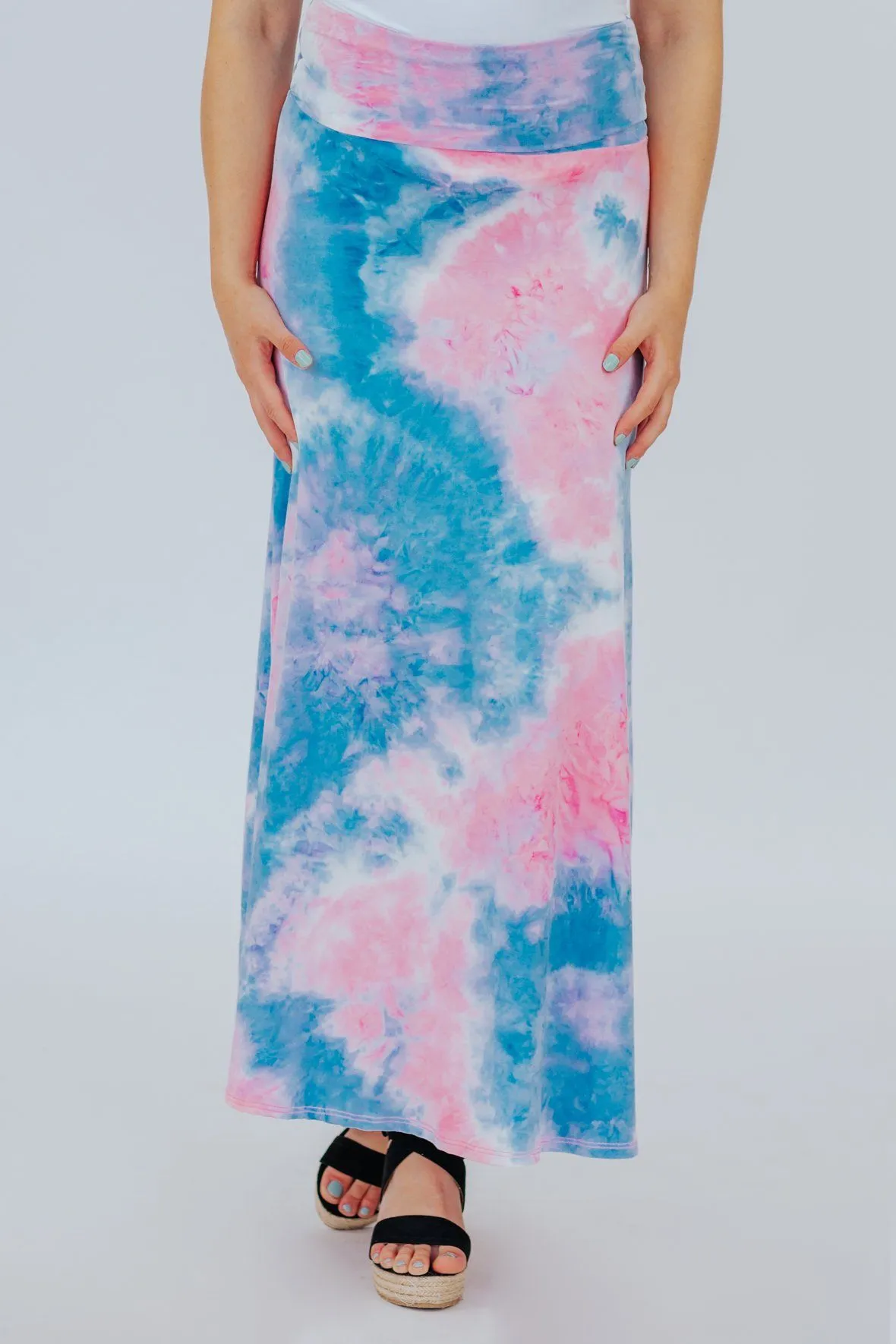 Go Wild Tie Dye Print Maxi Skirt in Pink