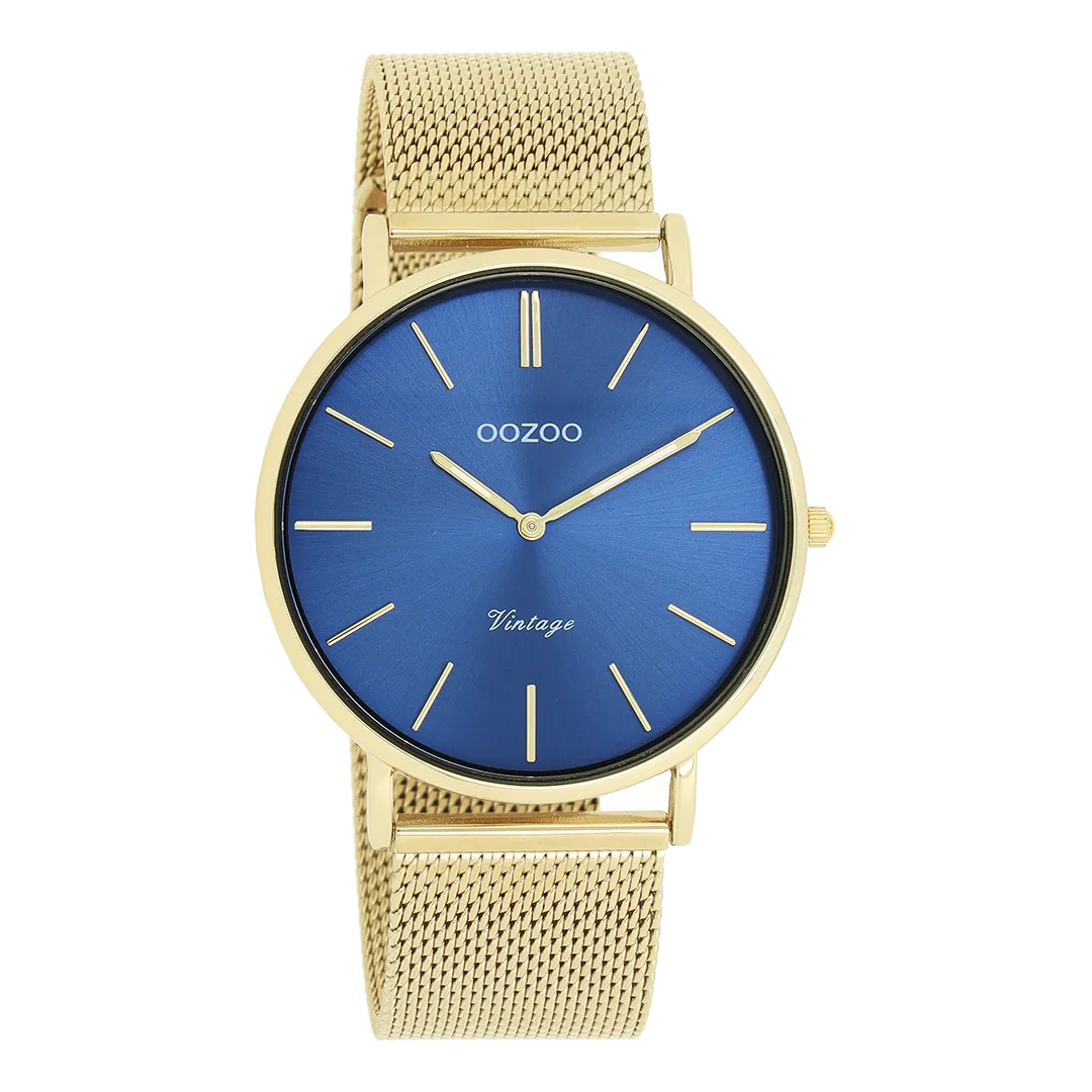 Gold coloured OOZOO watch with gold coloured metal mesh bracelet - C20290