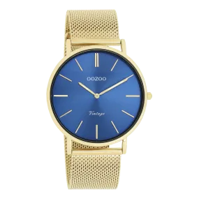 Gold coloured OOZOO watch with gold coloured metal mesh bracelet - C20290