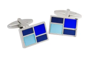 Hampshire Blue Rhodium Plated Cufflinks