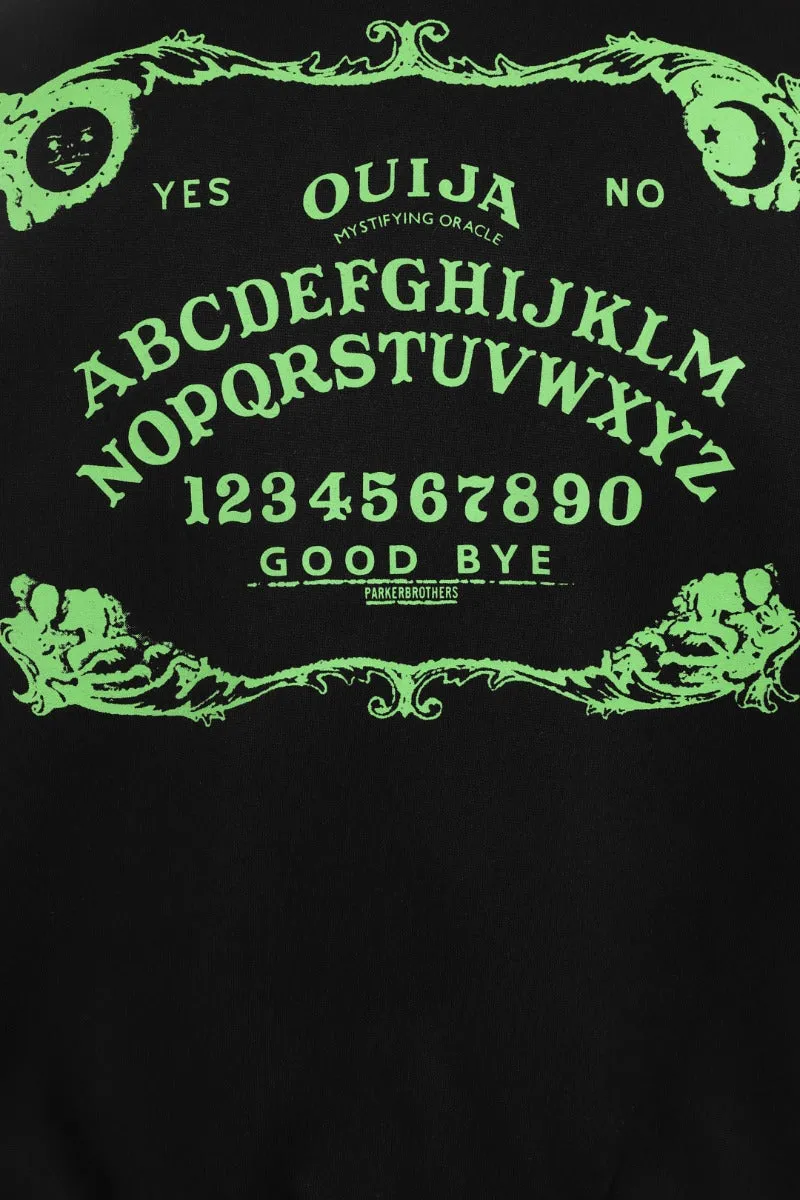 Hell Bunny Samara Varsity Jacket Black and Green Ouija Motifs