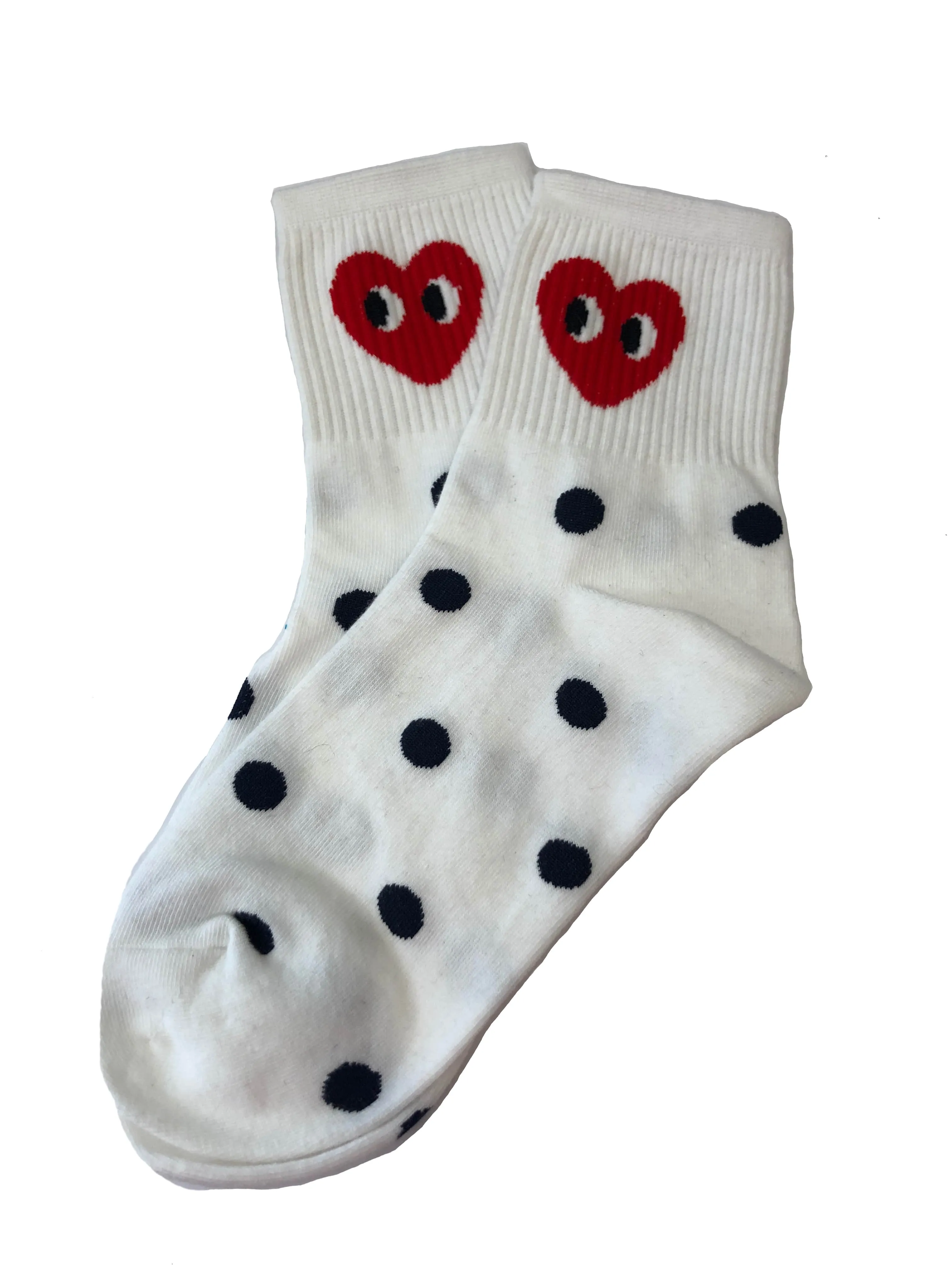 Hetty Heart Spot Cotton Socks White