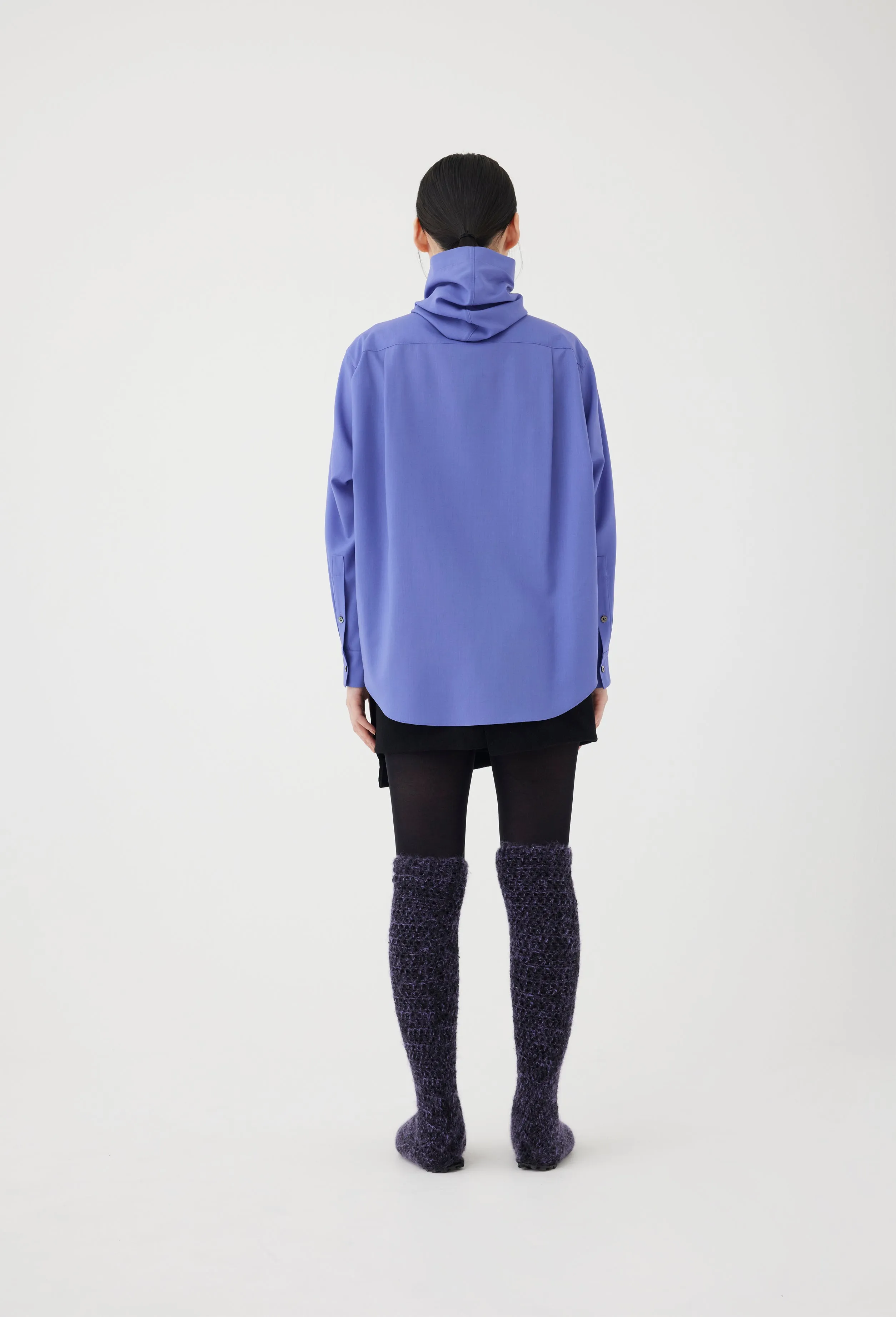 Hooded Wool Shirt in Periwinkle