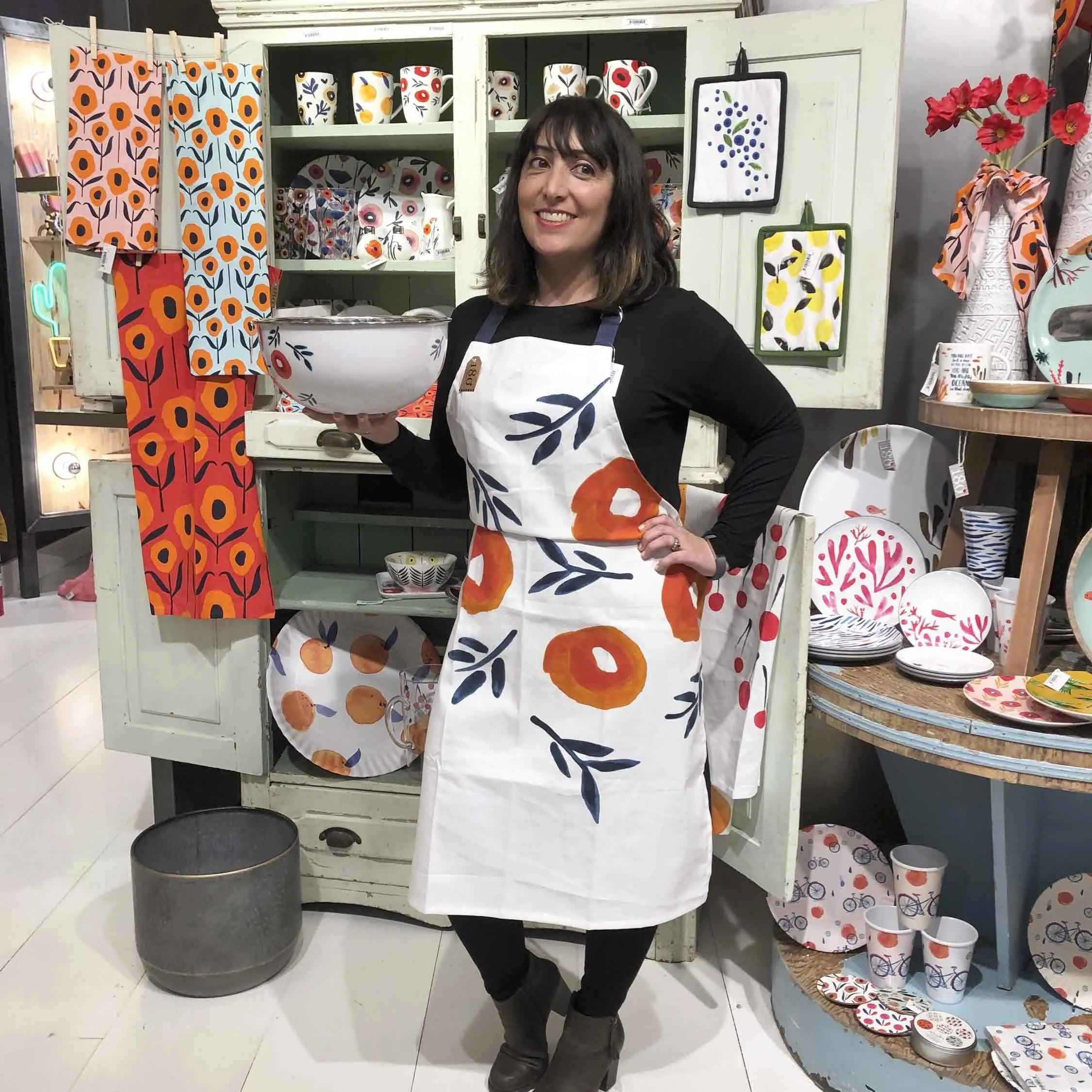 Inky Poppies Apron