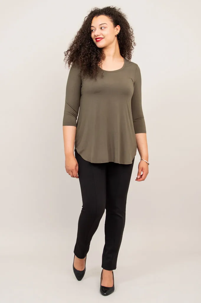 Jazz 3/4 Slv Top, Khaki, Bamboo