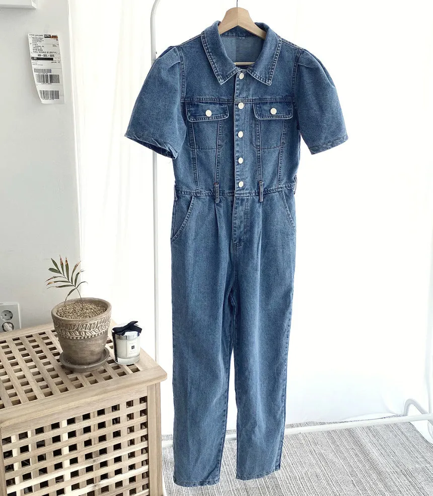 Juliet Denim Puff Jumpsuit