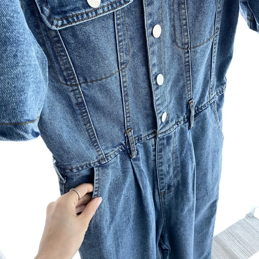 Juliet Denim Puff Jumpsuit