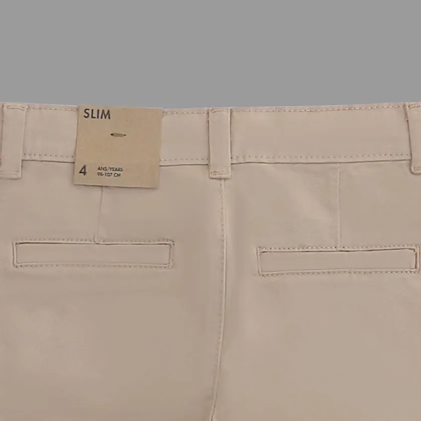 KB - Kids 'Beige' Stretchable Slim Cotton Pant KB910