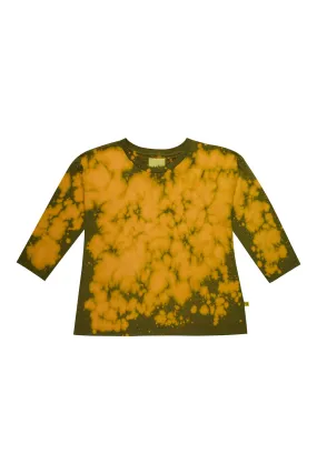 KHAKI AND ORANGE SPLATTERED LONG SLEEVE TOP