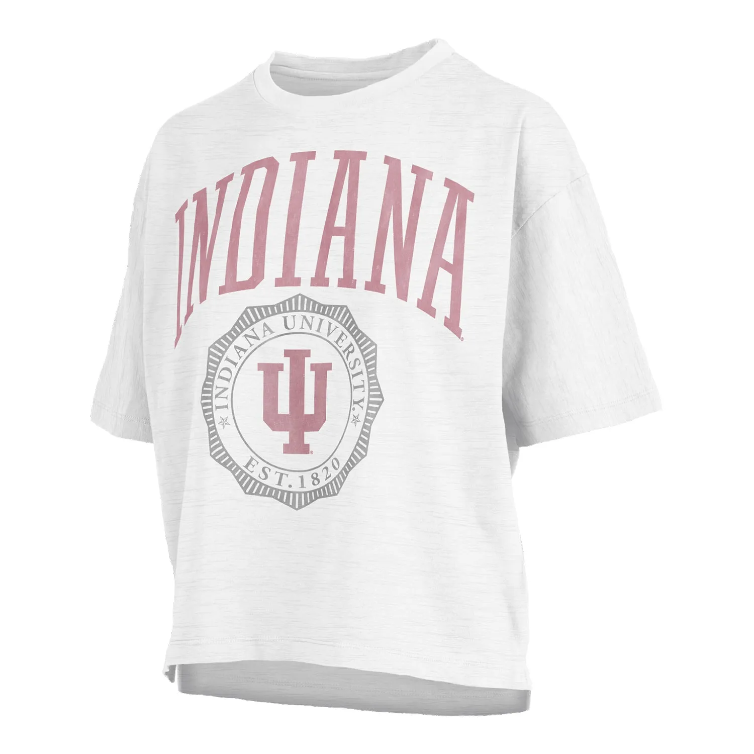 Ladies Indiana Hoosiers Oversized Slub White T-Shirt